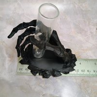 Skeleton hand glass tube holder or small bud vase, Halloween glass test tube flower holder, propagation stand, Gothic drink holder
