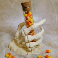 Skeleton hand glass tube holder or small bud vase, Halloween glass test tube flower holder, propagation stand, Gothic drink holder