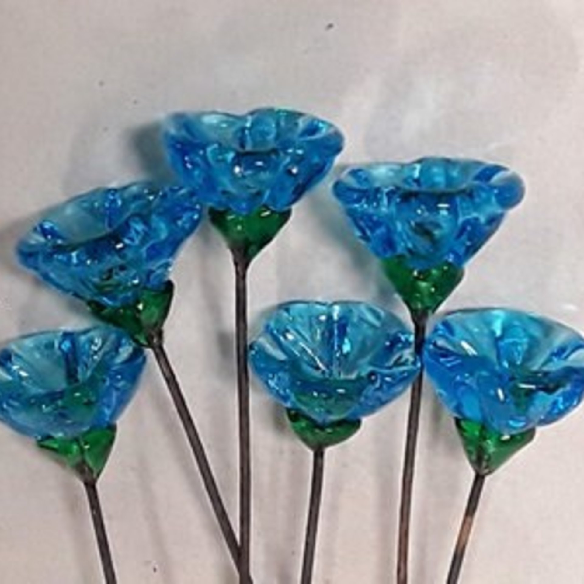 March Aquamarine bellflower miniature glass flower headpins March birthstone tiny small glass flowers on wire individually crafted lampwork