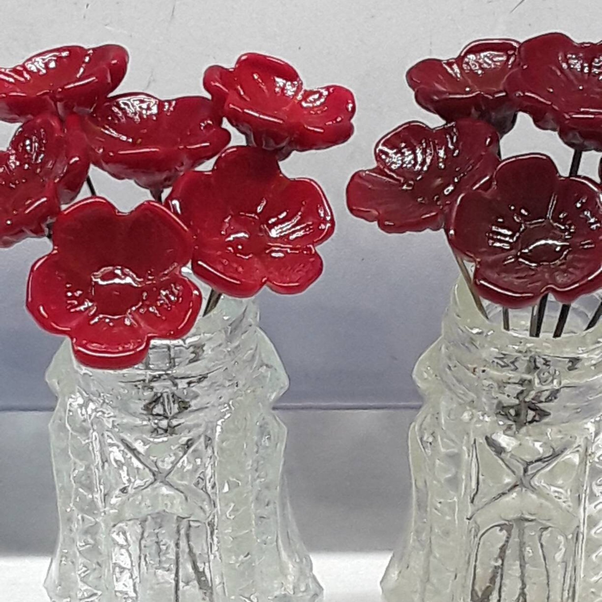 Dark Red Brown Garnet Glass Flower headpins, January birthstone gift, tiny small mini glass flowers on wire; lampwork, jewelry, mixed media