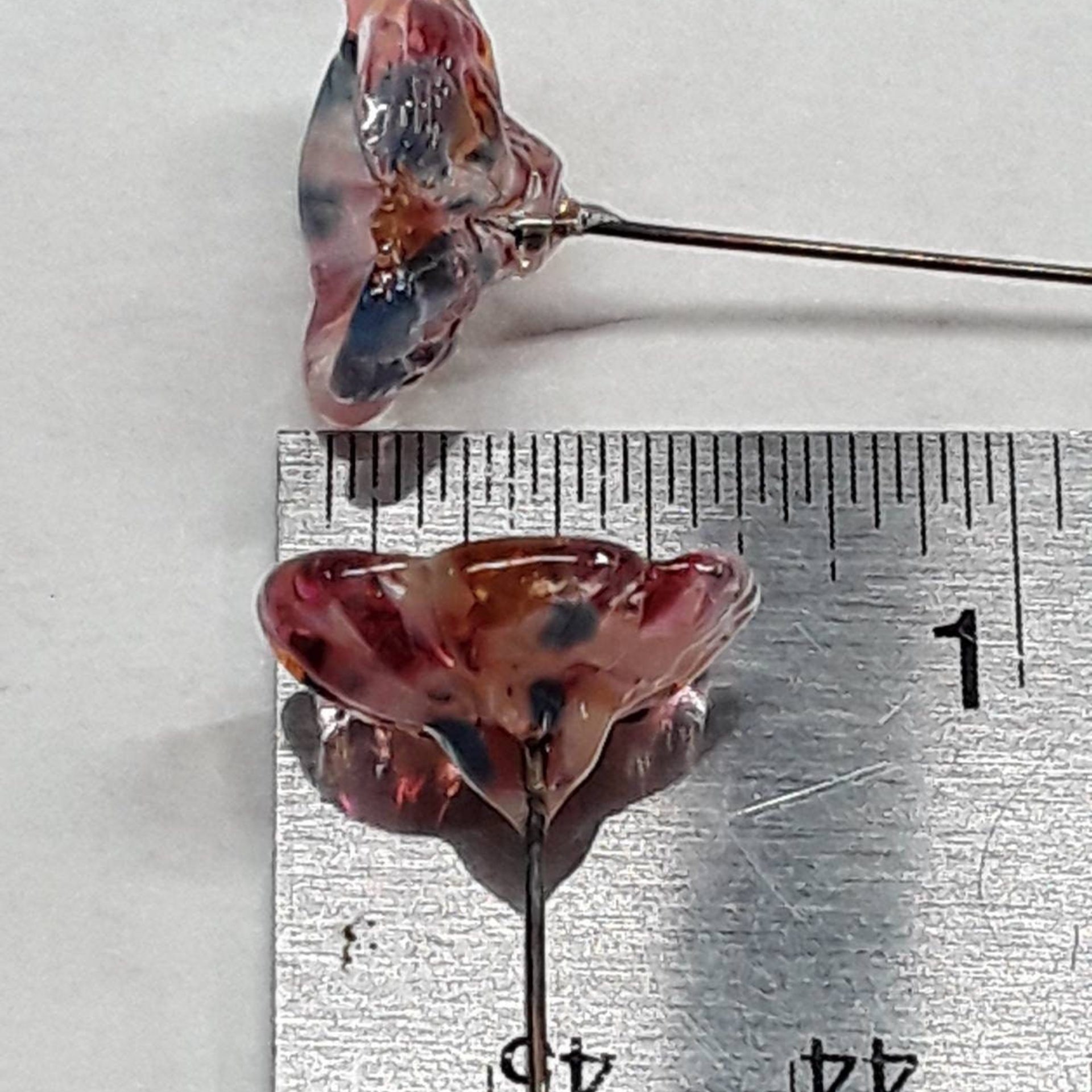 Sedona Desert 5-petal glass flowers, tiny small miniature glass flowers on wire; lampwork, jewelry, mixed media, wedding, southwest