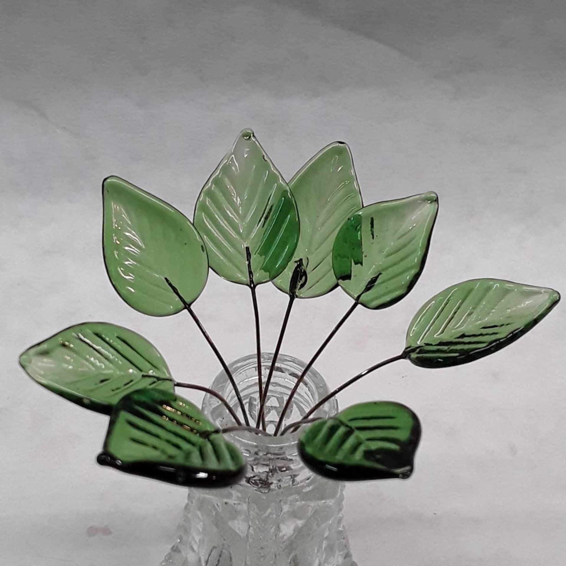 Elegant Sage Green Glass Leaf Headpins;tiny small glass leaf shape on wire; handcrafted lampwork, jewelry, mixed media, wedding decor, plant