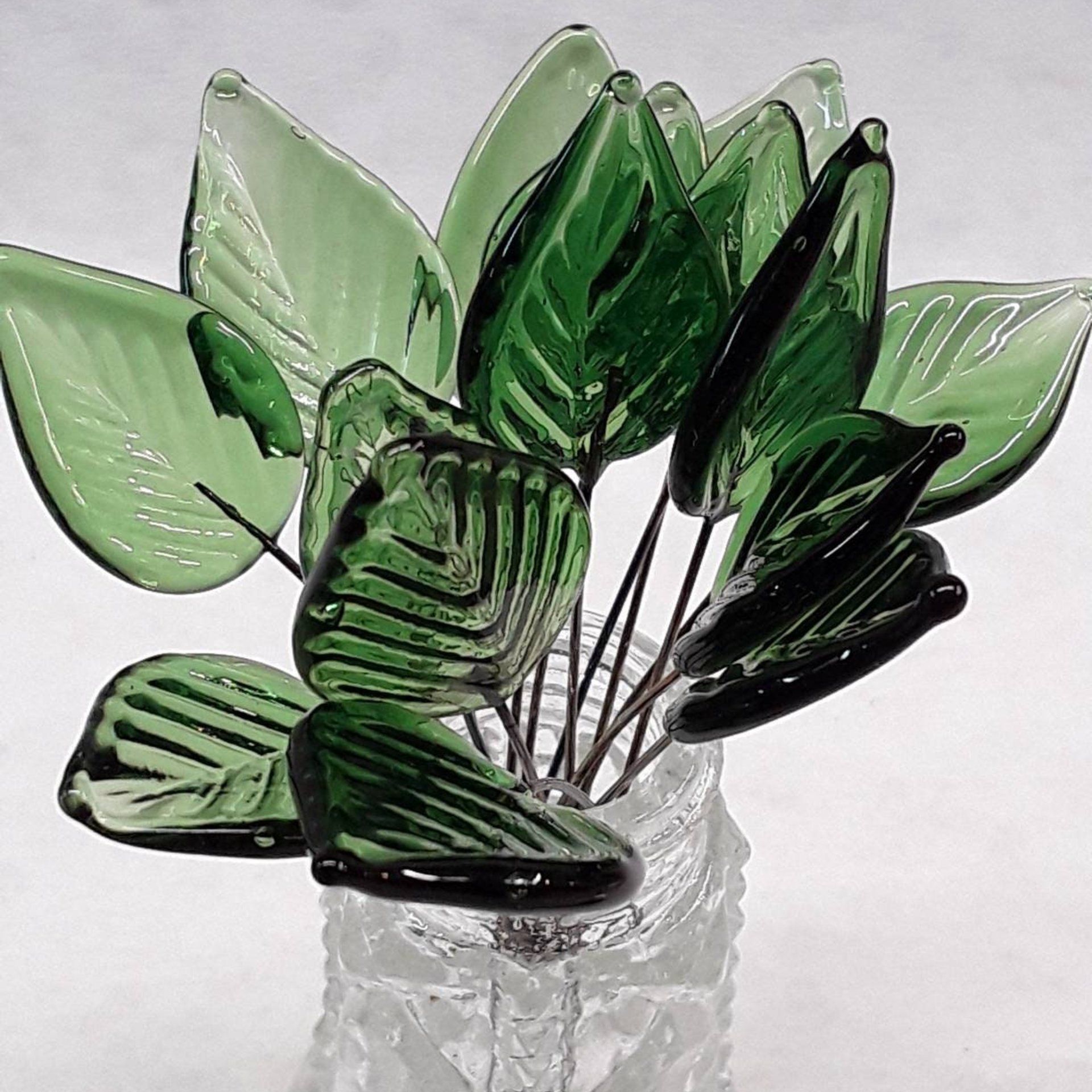 Elegant Sage Green Glass Leaf Headpins;tiny small glass leaf shape on wire; handcrafted lampwork, jewelry, mixed media, wedding decor, plant