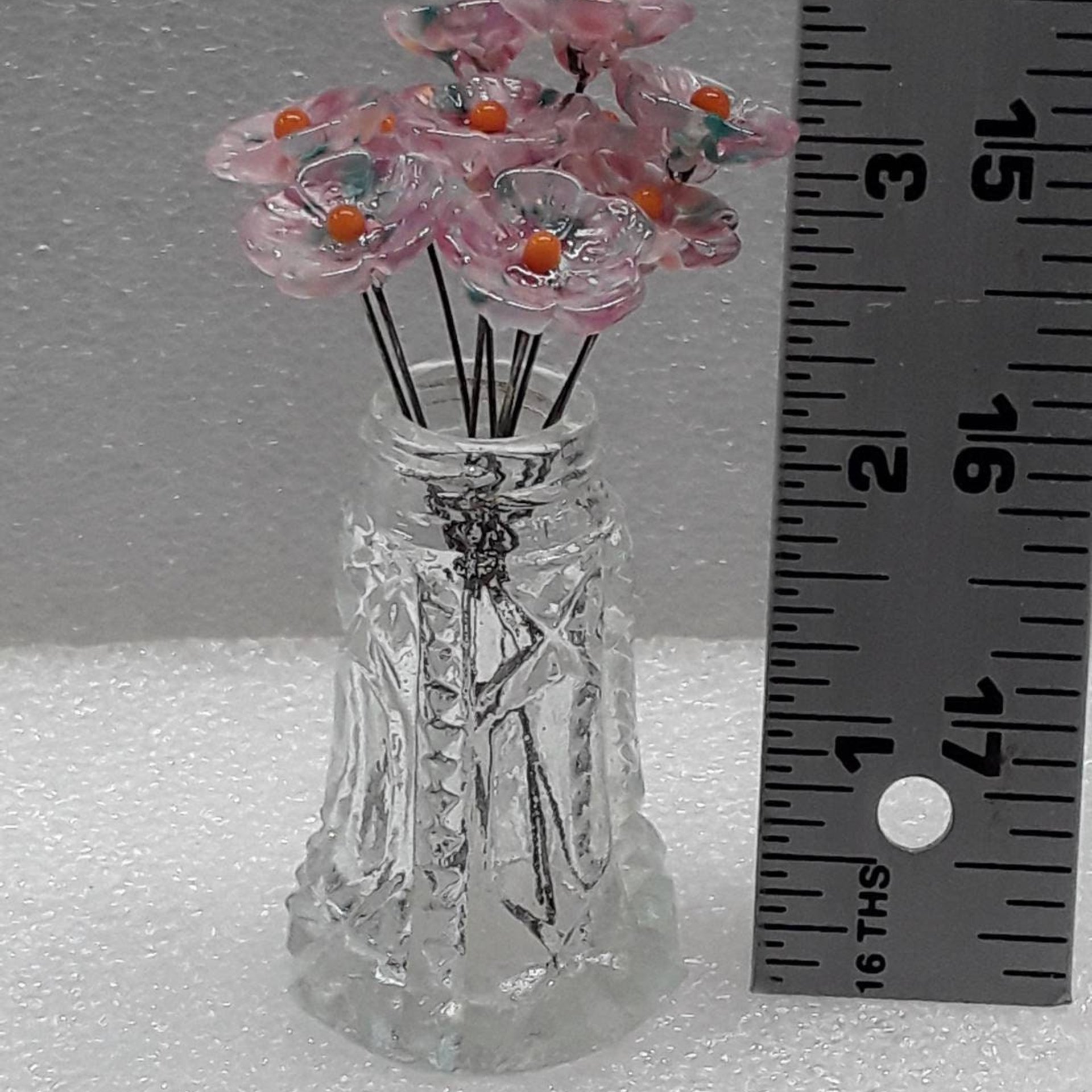 Cherry Blosom 5-petal glass flowers, tiny small mini glass flowers on wire;handcrafted lampwork, jewelry, mixed media, weddings, plant, gift