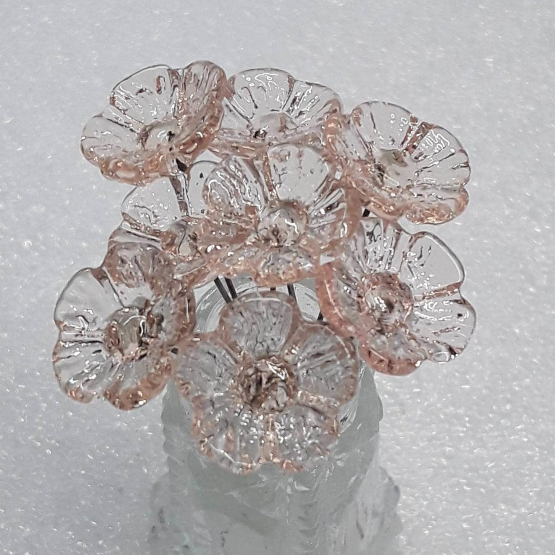 SWEET PEACH glass flower headpins, tiny small mini glass flowers on wire; handcrafted lampwork, jewelry, mixed media, wedding, small gifts