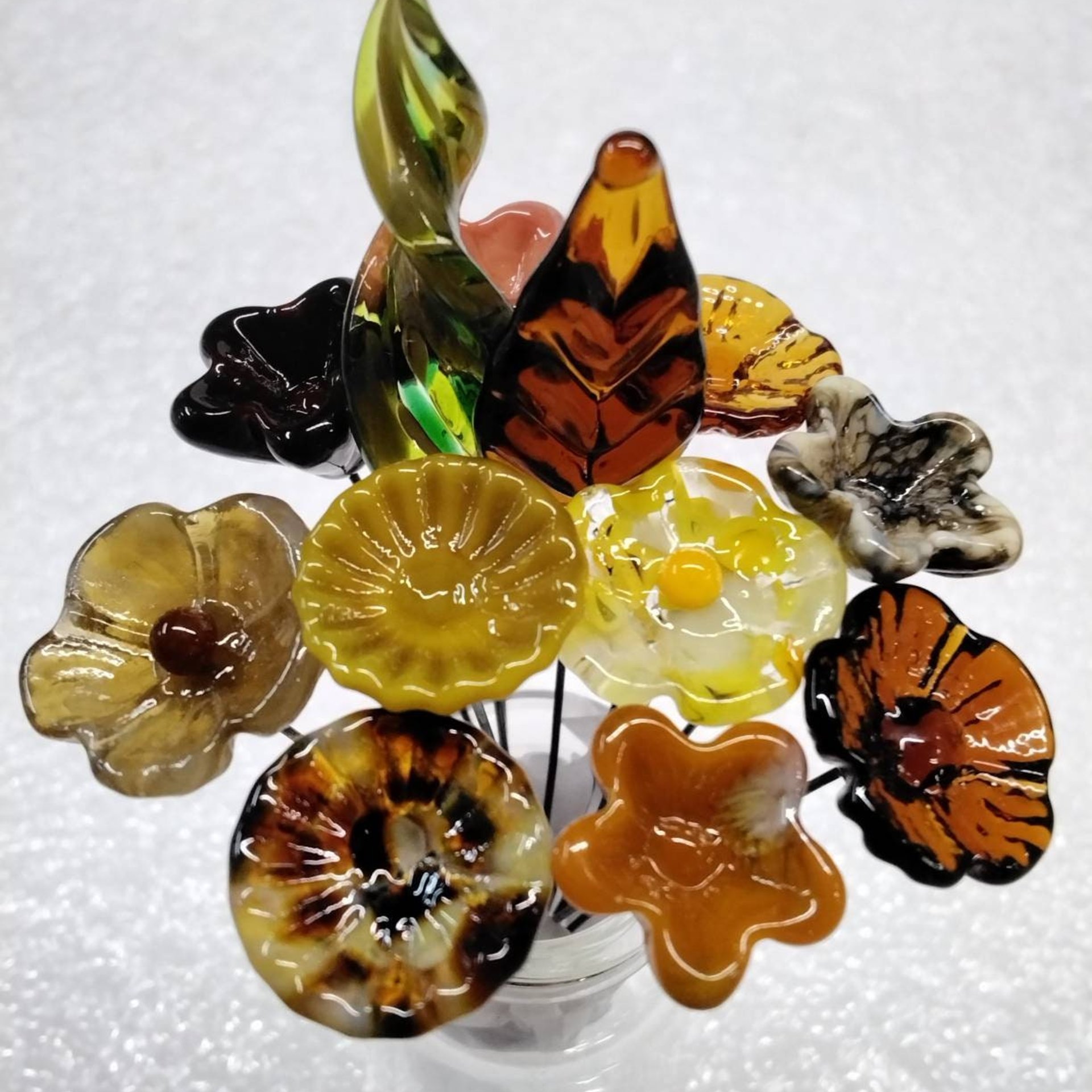 FALL IN LOVE Bouquet mixed glass flower/leaf bouquet, tiny mini small glass flowers, fall host gift, autumn bouquet, jewelry, wedding decor