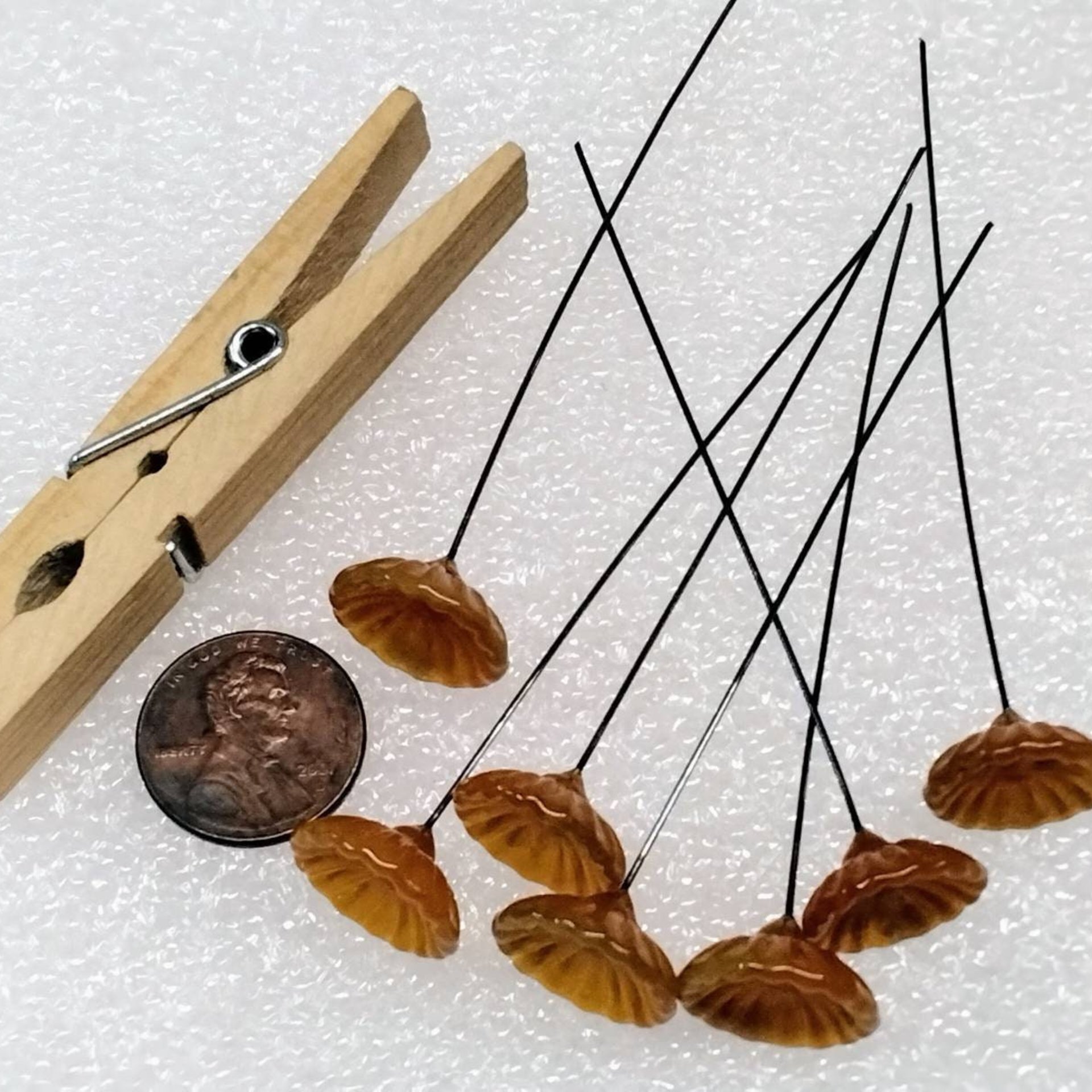 PUMPKIN SPICE glass flowers, tiny small mini glass flowers on wire; handcrafted lampwork, jewelry, mixed media, wedding, small gifts, fall