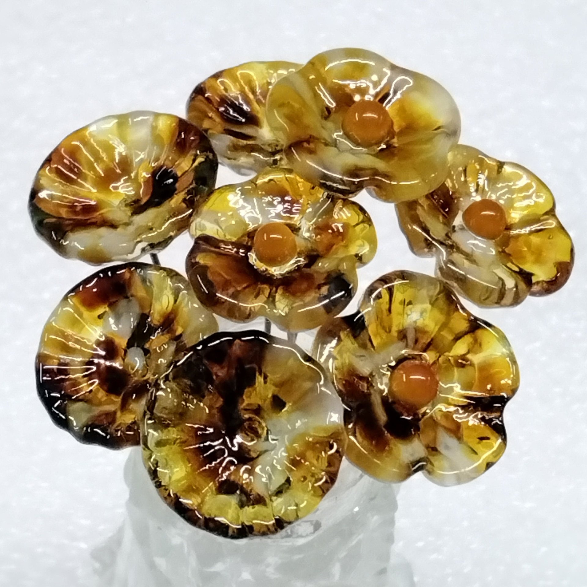 Autumn Sprinkles Glass Flowers tiny small mini glass flowers on wire; handcrafted lampwork, jewelry, mixed media, fall autumn, wedding, gift