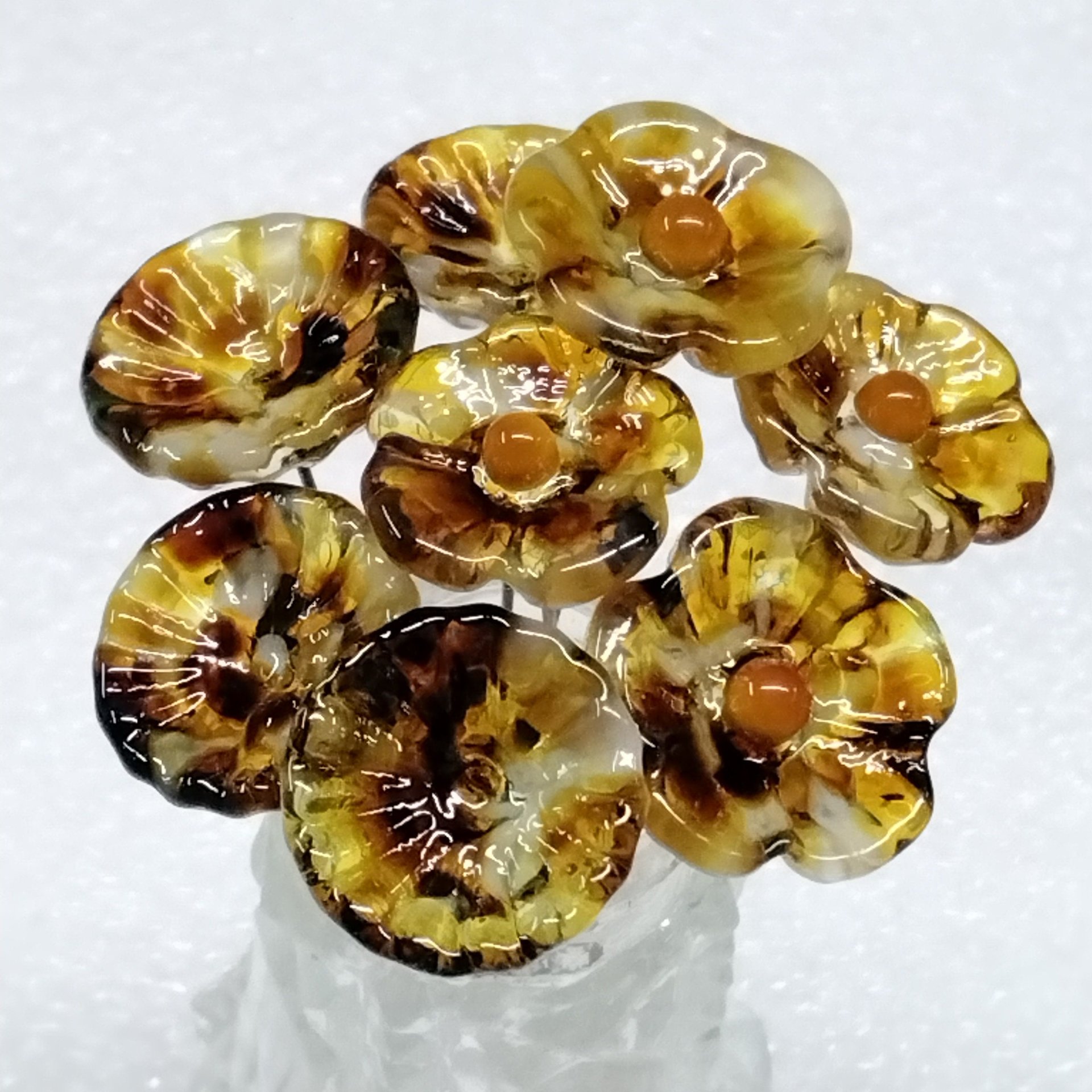 Autumn Sprinkles Glass Flowers tiny small mini glass flowers on wire; handcrafted lampwork, jewelry, mixed media, fall autumn, wedding, gift