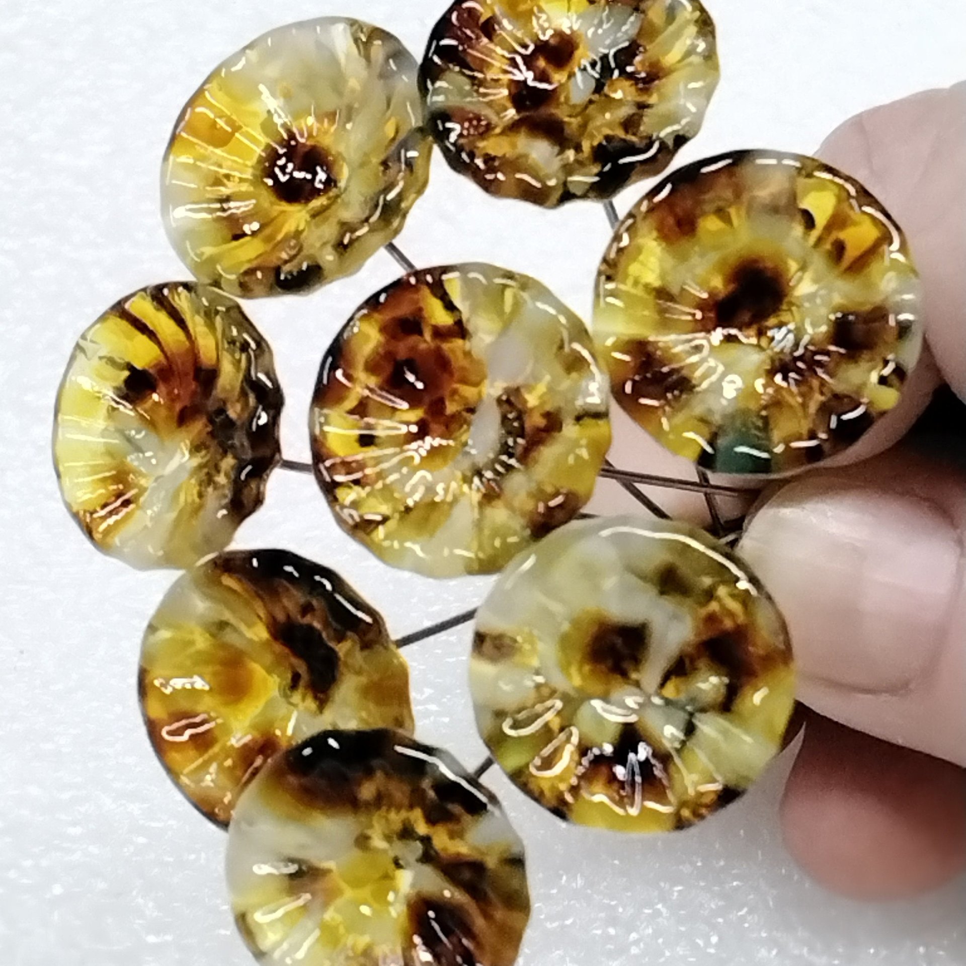 Autumn Sprinkles Glass Flowers tiny small mini glass flowers on wire; handcrafted lampwork, jewelry, mixed media, fall autumn, wedding, gift