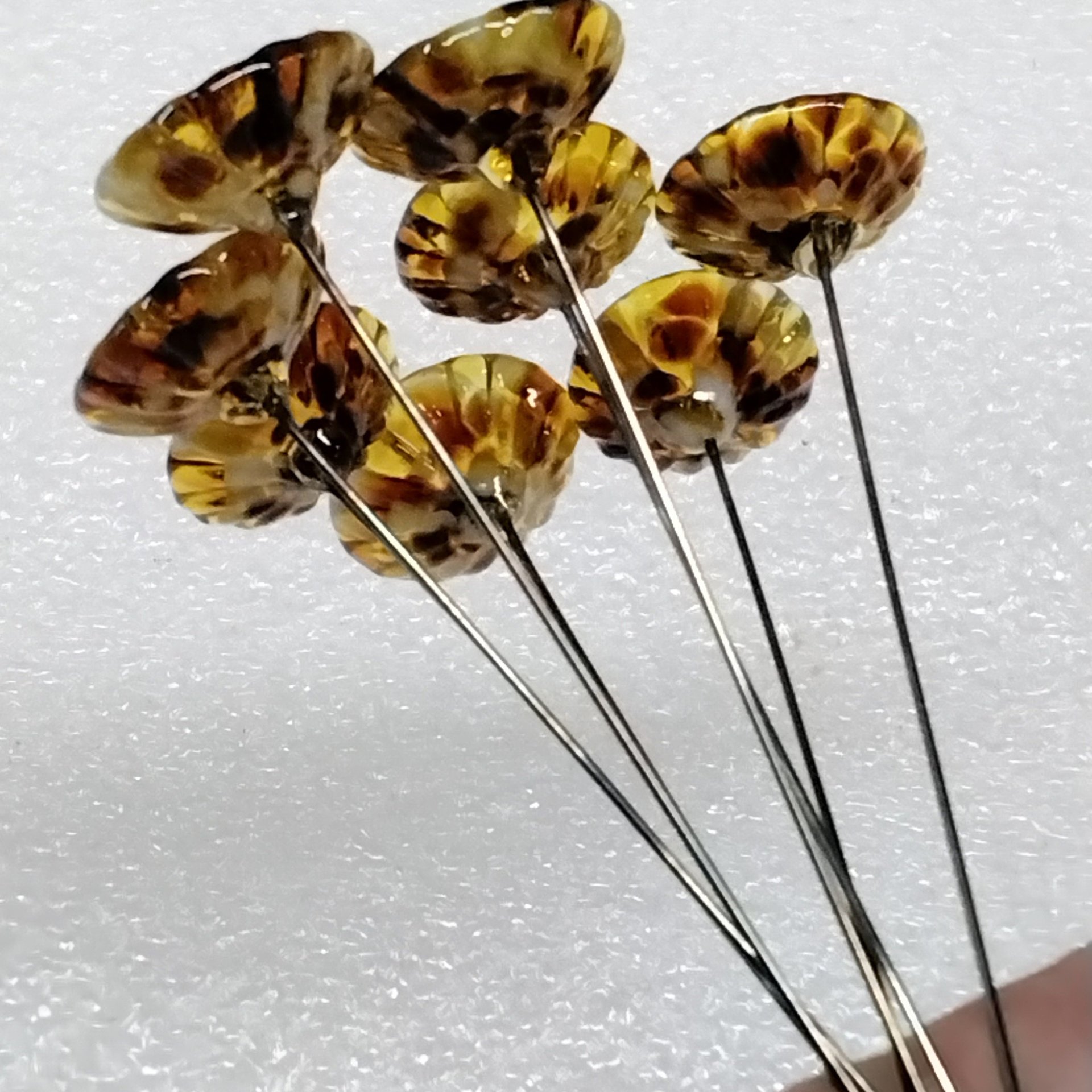 Autumn Sprinkles Glass Flowers tiny small mini glass flowers on wire; handcrafted lampwork, jewelry, mixed media, fall autumn, wedding, gift