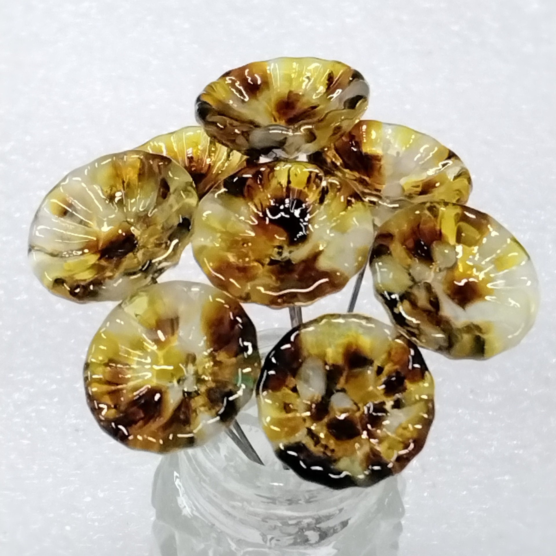 Autumn Sprinkles Glass Flowers tiny small mini glass flowers on wire; handcrafted lampwork, jewelry, mixed media, fall autumn, wedding, gift
