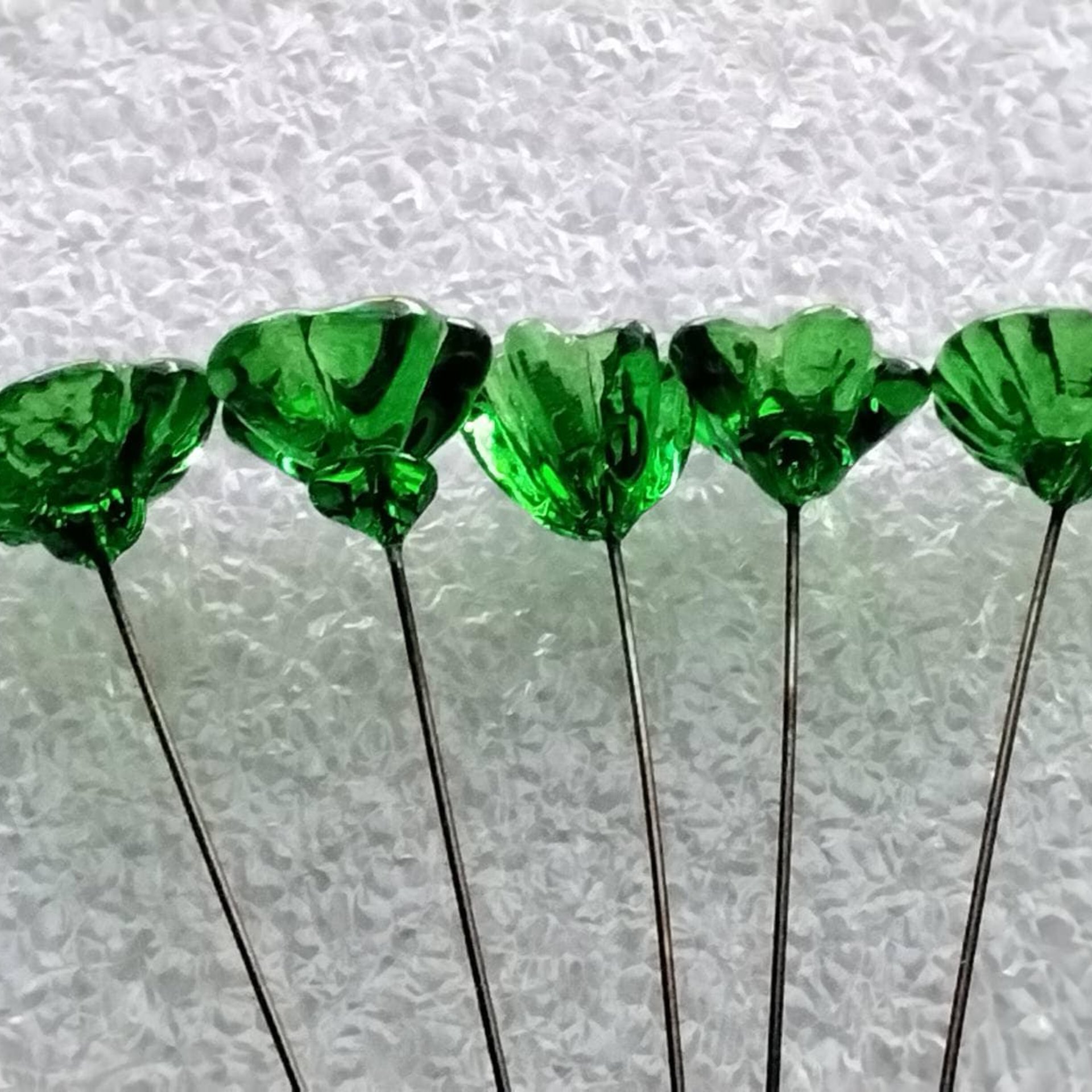 Kelly Green (medium) Irish glass flowers; small tiny mini glass flowers on wire; handcrafted lampwork, jewelry, mixed media, wedding, gifts