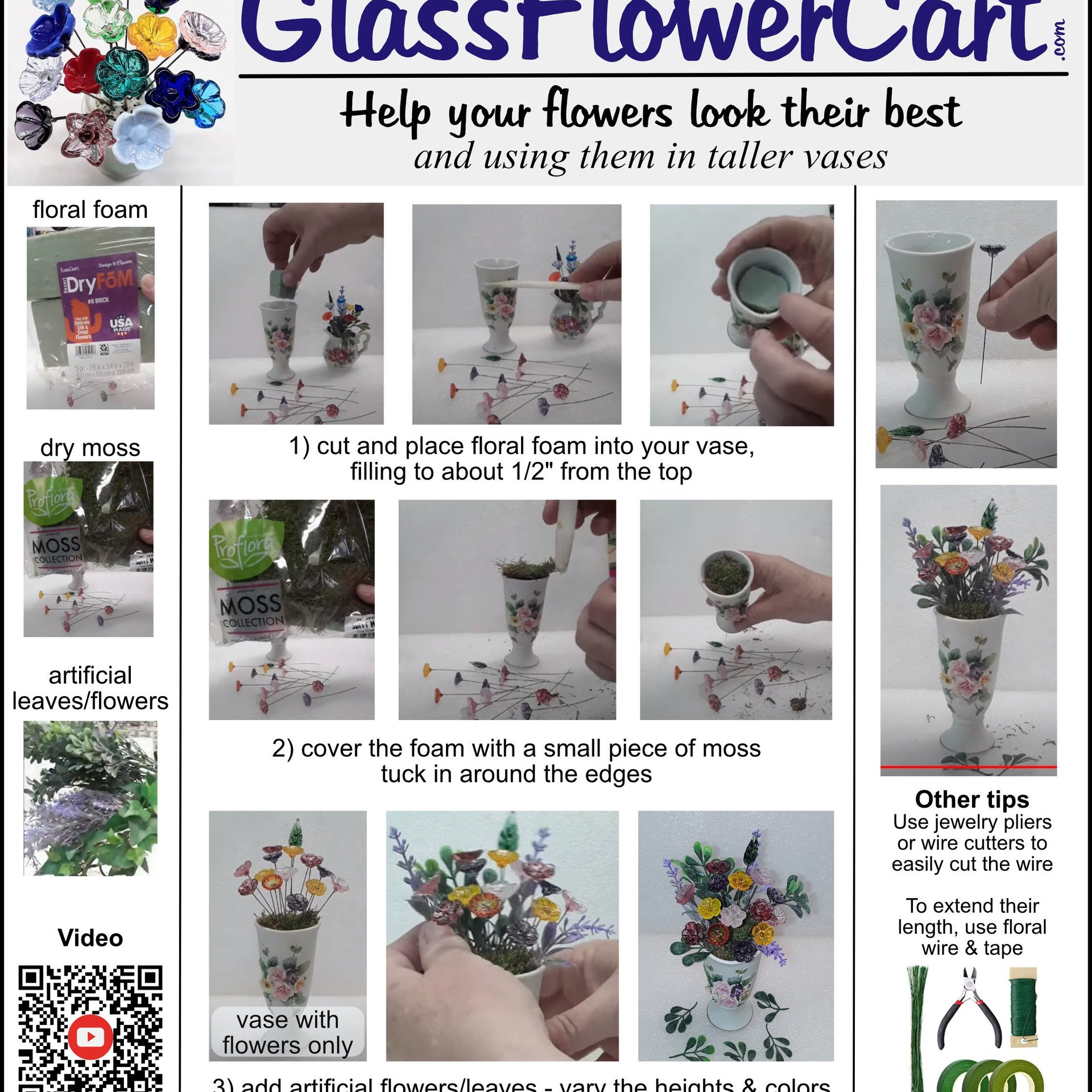 JUST FOR YOU Custom Bouquet ~ Miniature glass flower bouquet made for you! 11 flowers & 1 leaf ~tiny small glass flowers crafted lampwork
