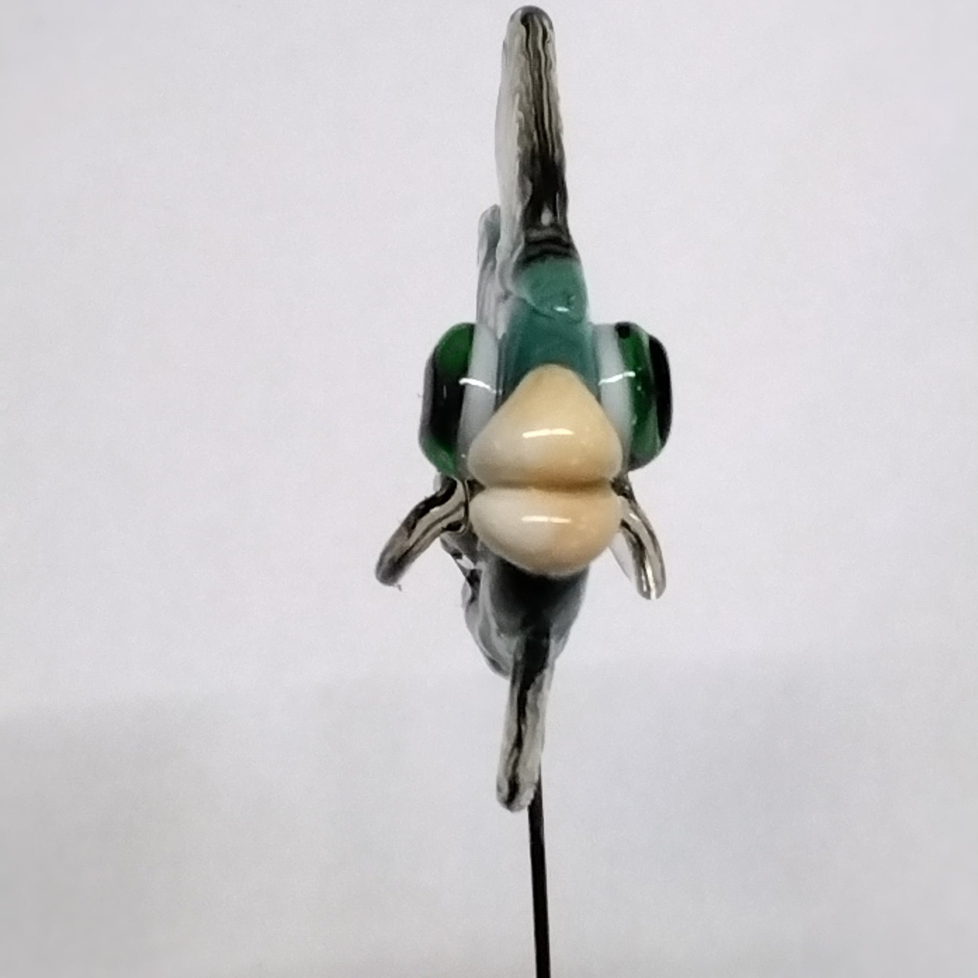 NEW! TURQUOISE FISH glass miniature 5" high; small, tiny fish sculpture on wire  ~ tiny, small miniature glass sculpture