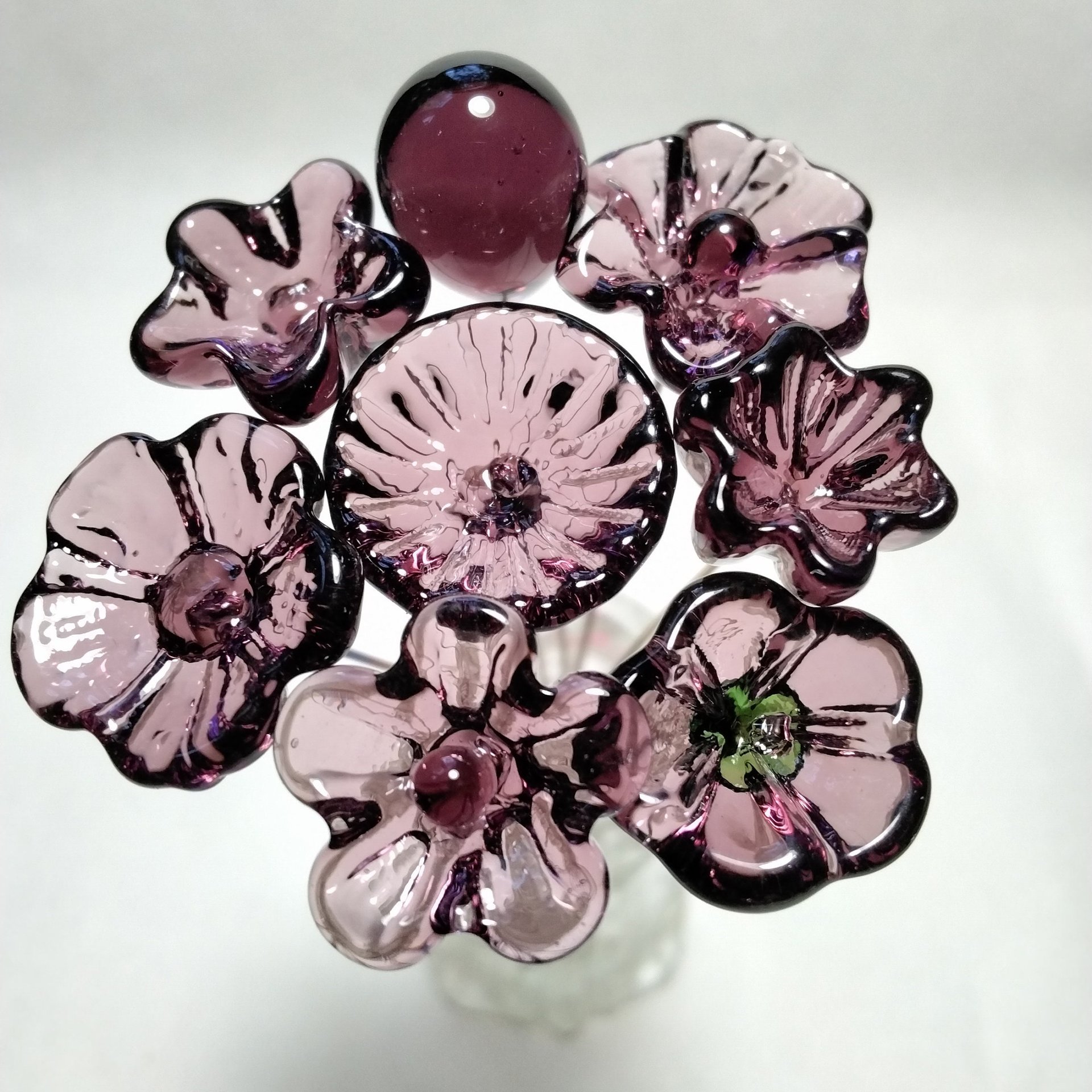 DARK ROSE' WINE glass flower headpins; mini tiny small glass flowers on wire; handcraft lampwork, jewelry, mixed media, wedding, plant, gift