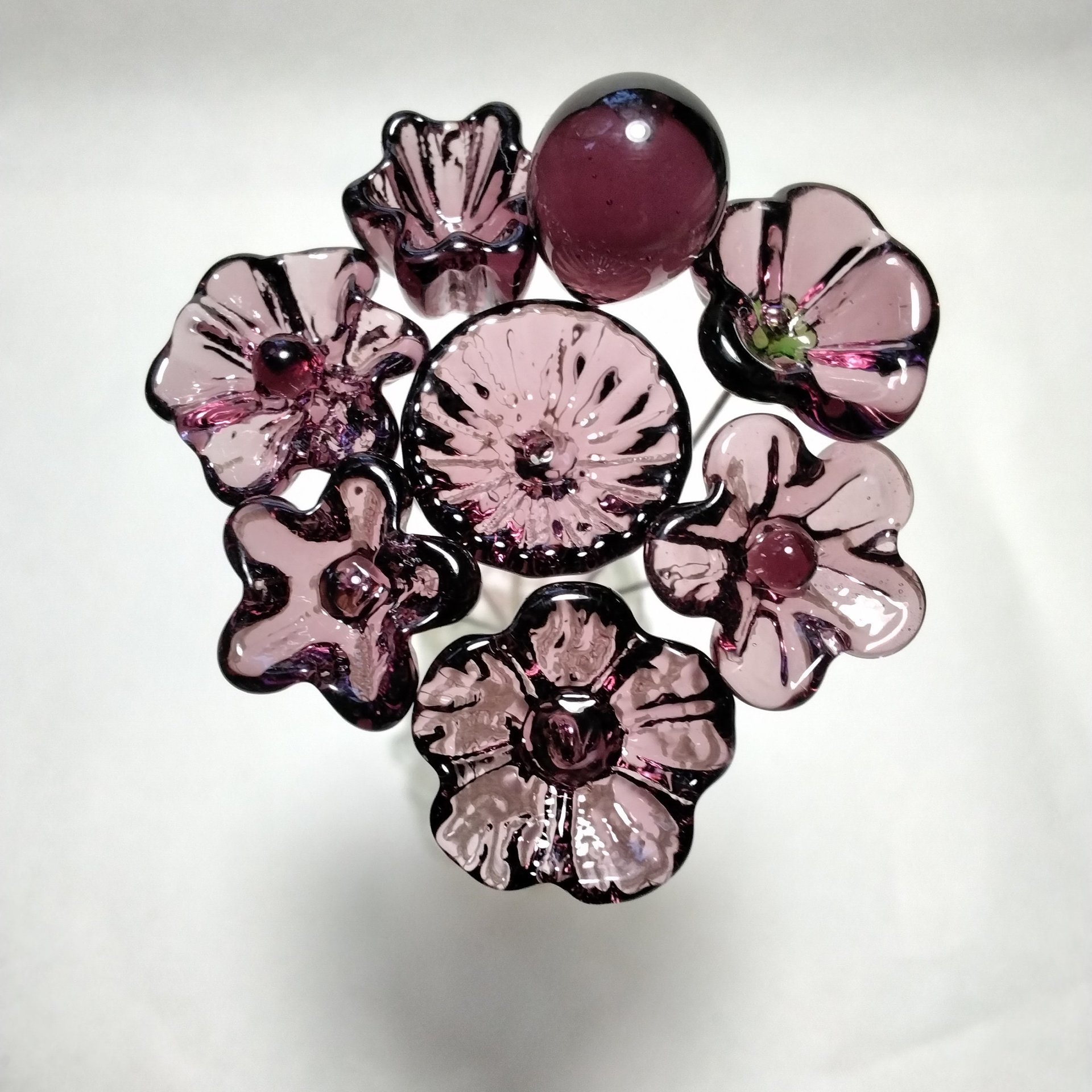 DARK ROSE' WINE glass flower headpins; mini tiny small glass flowers on wire; handcraft lampwork, jewelry, mixed media, wedding, plant, gift