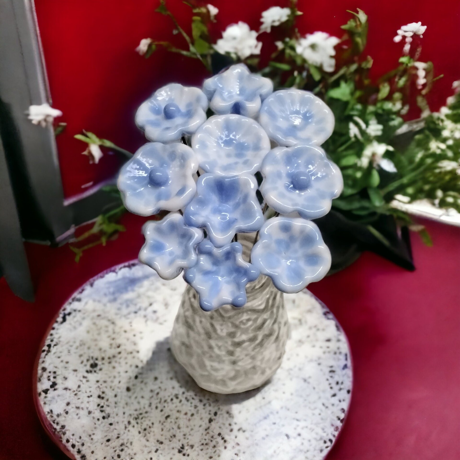 PERIWINKLE SPRINKLES glass flower headpins; tiny small mini glass flowers on wire; handcrafted lampwork, jewelry, mixed media, wedding, gift