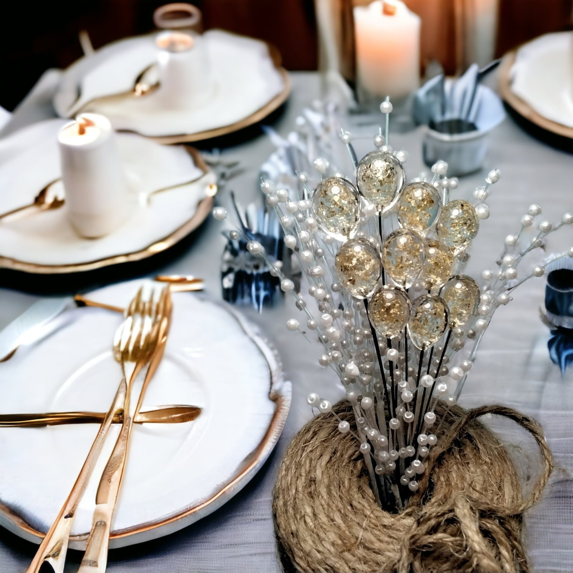 GOLD GLITTER ORB - Glass Drop Orb: glass with gold glitter inside each unique;  handmade lampwork, jewelry, mix media, plant pick, wedding