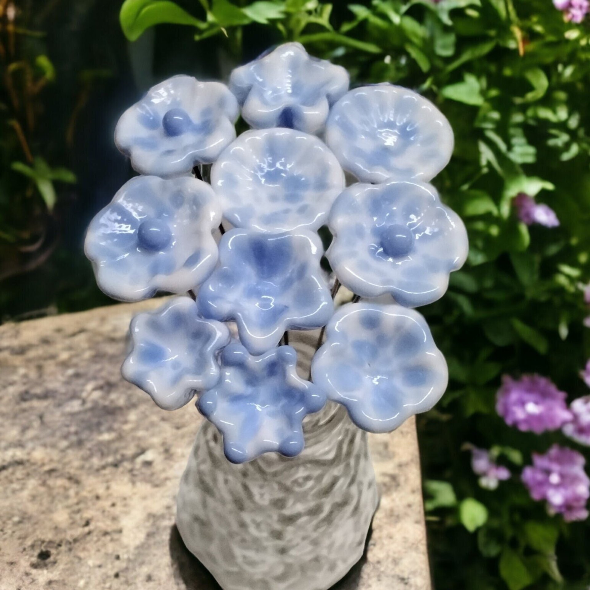 PERIWINKLE SPRINKLES glass flower headpins; tiny small mini glass flowers on wire; handcrafted lampwork, jewelry, mixed media, wedding, gift