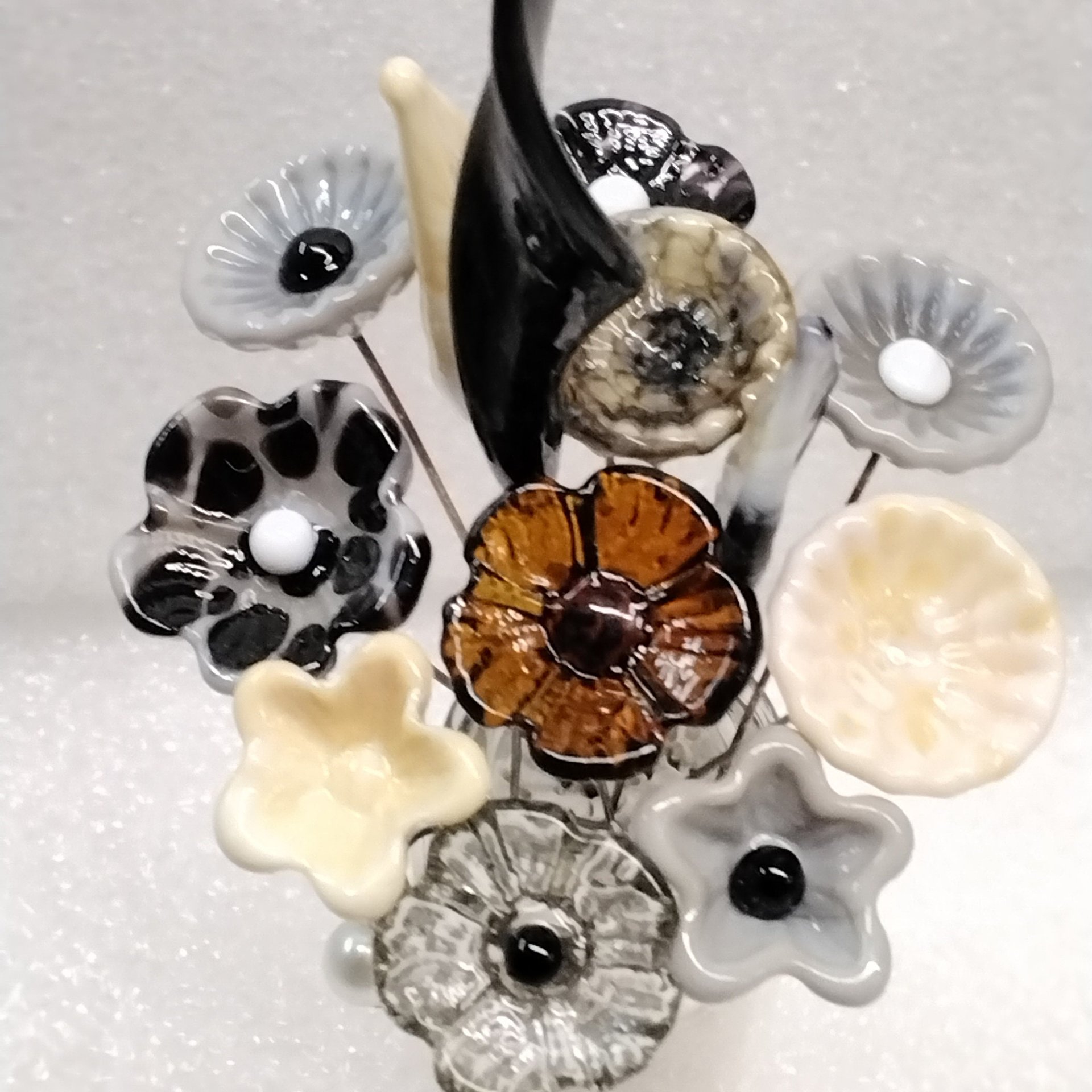 Executive Midcentury Modern Bouquet ~glass flower bouquet, tiny small glass flowers; handcrafted lampwork, office gift, coworker, business