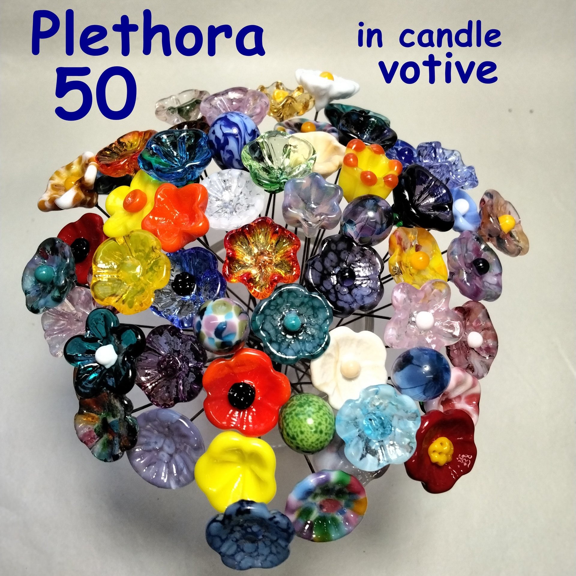 PLETHORA MIX!  Glass flower headpins ~ Miniature tiny small glass flowers on wire - flower bouquet; individually crafted lampwork