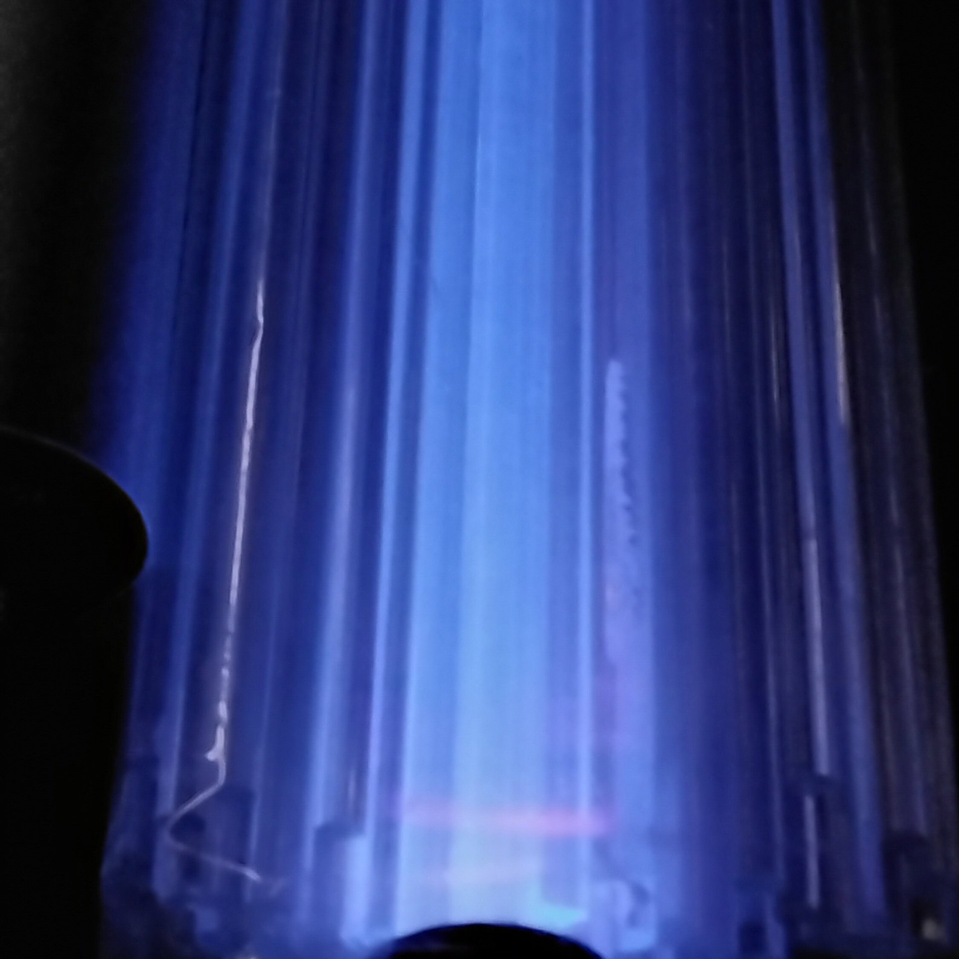 Clear Crystal Lead 365 UV reactive glass flowers; mini tiny small glass flowers on wire; soft blue glow under uv 365nm light