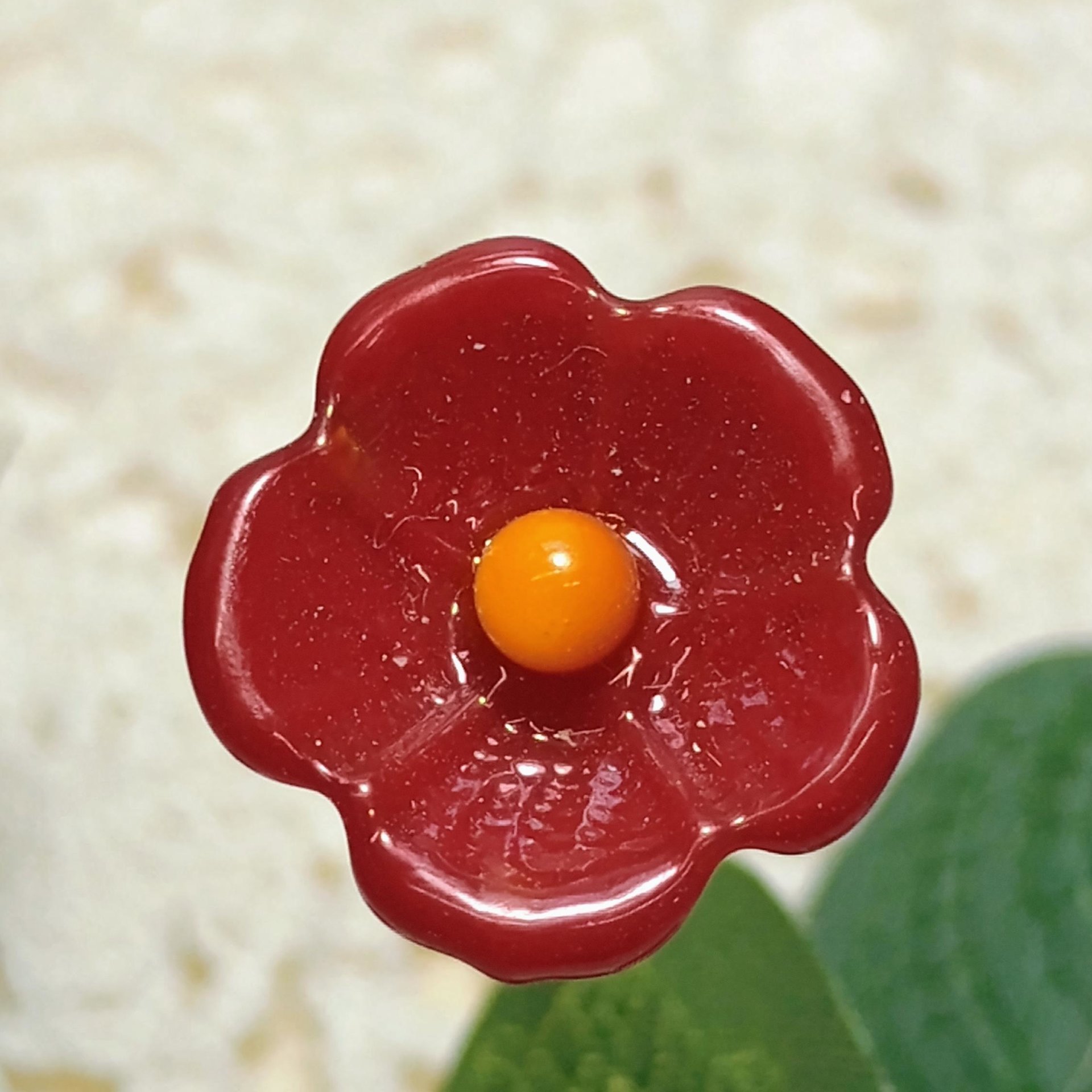 Red and Gold opaque glass flowers, headpins ~ tiny small mini glass flowers on wire; individually crafted lampwork; Med Red jewelry, gifts