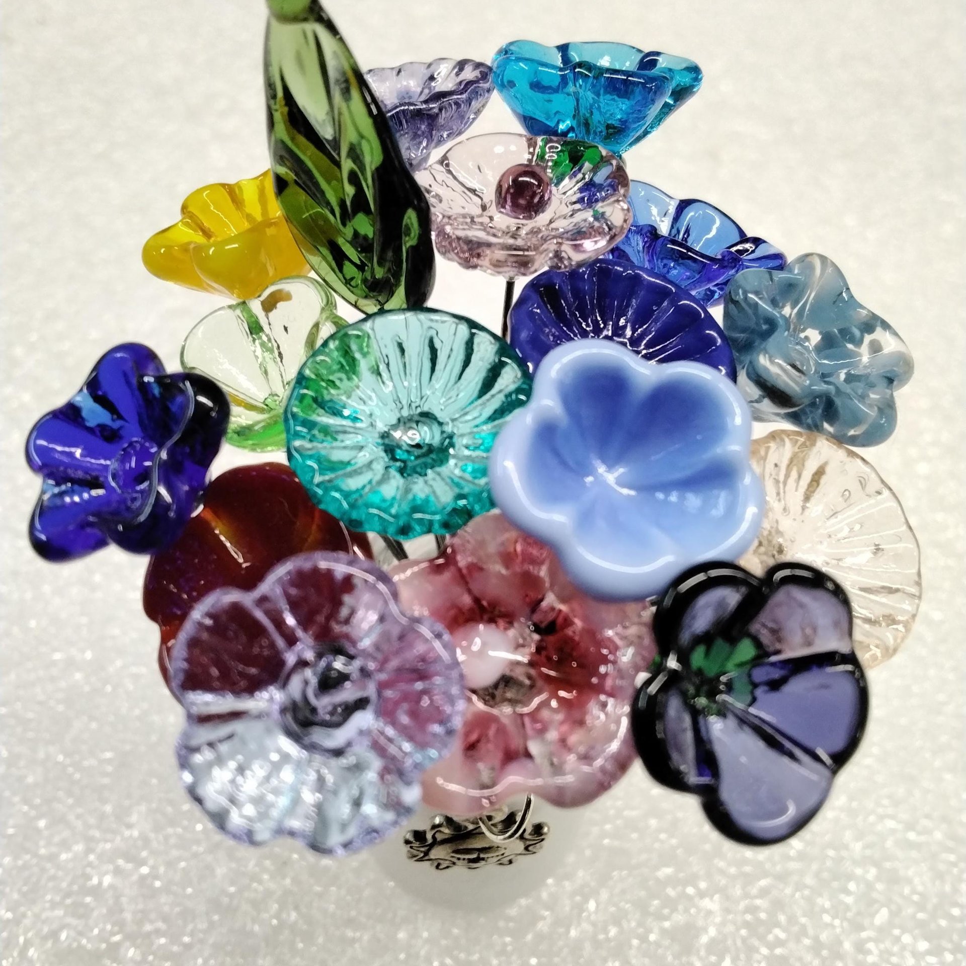 Surprise Me/Mix It Up Glass Flower Bouquet, tiny mini small glass flowers handcrafted lampwork, gift, wedding, coworker, just because