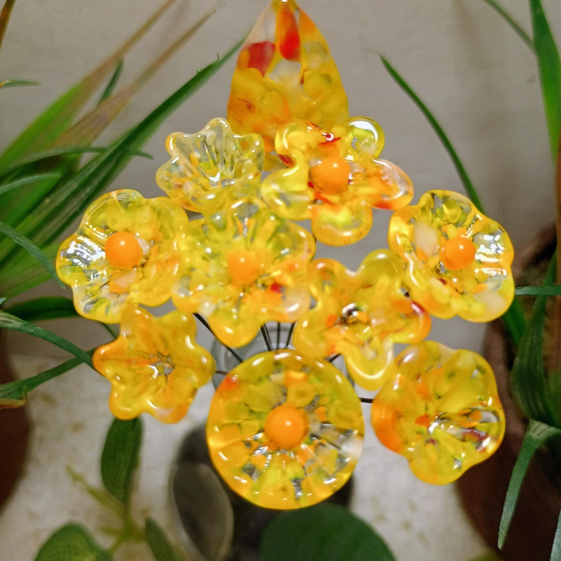 SunSprinkles glass flowers headpins; mini tiny small glass flowers on wire; individually crafted lampwork: jewelry, gifts, wedding, bouquets