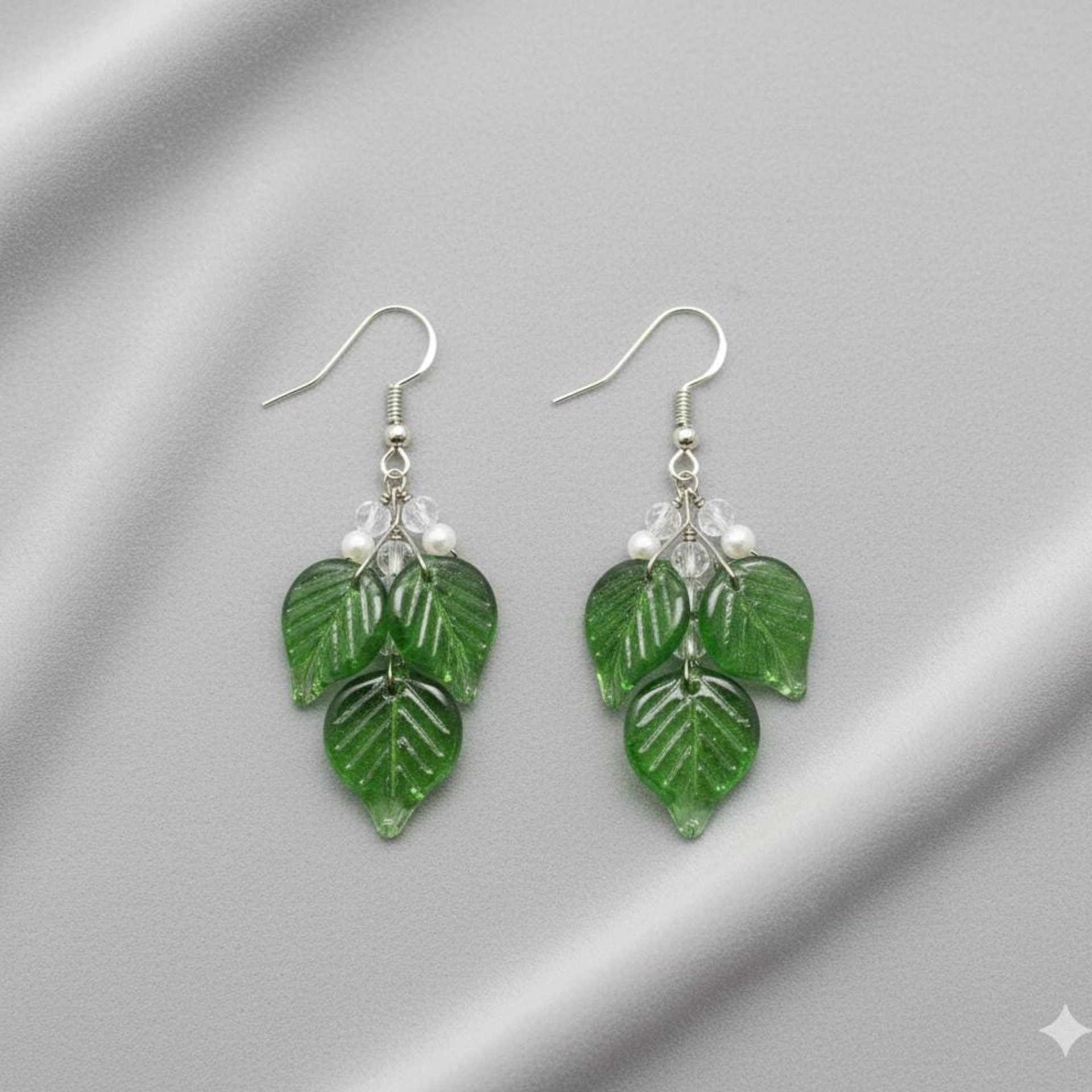 Elegant Sage Green Glass Leaf Headpins;tiny small glass leaf shape on wire; handcrafted lampwork, jewelry, mixed media, wedding decor, plant