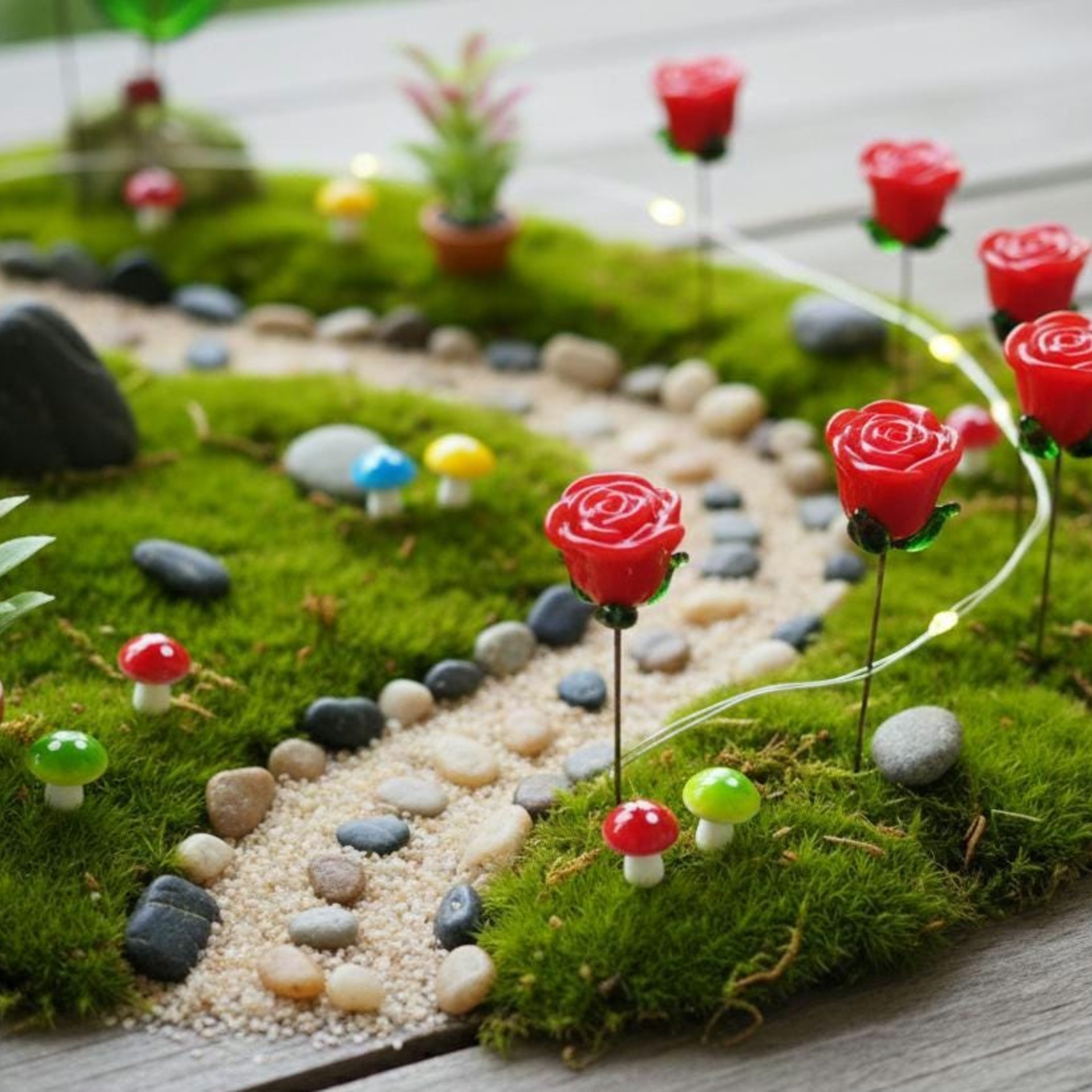 GLASS ROSES mini tiny small glass rose flower on 5in wire headpins;  each made by me. Great for special gift, jewelry, plant pick, bouquet