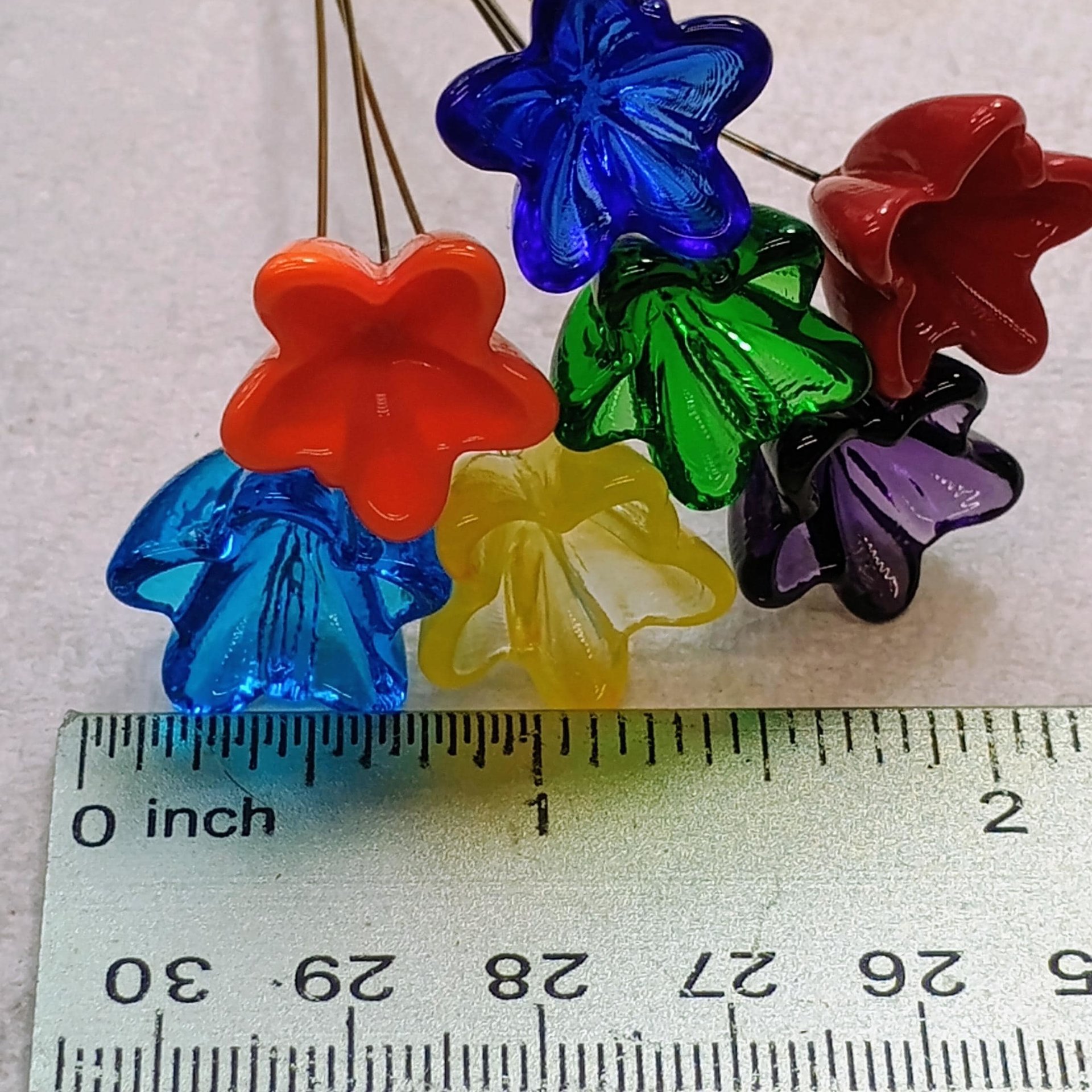 NEW Larger 20mm size! Large glass Starflower on 5in wire. Use in floral bouquet, plant pick, jewelry, gift, wedding, mixed media, plant pick