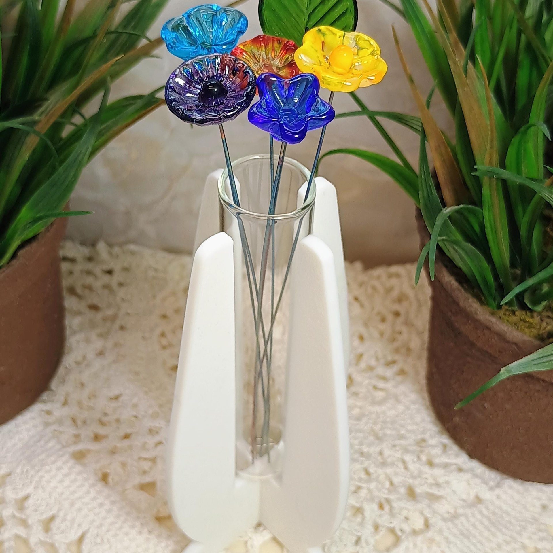 Elegant Modern Test Tube Flower Holder, propogation stand, small flower vase, glass water tube, 3D print, minimalist environmental friendly
