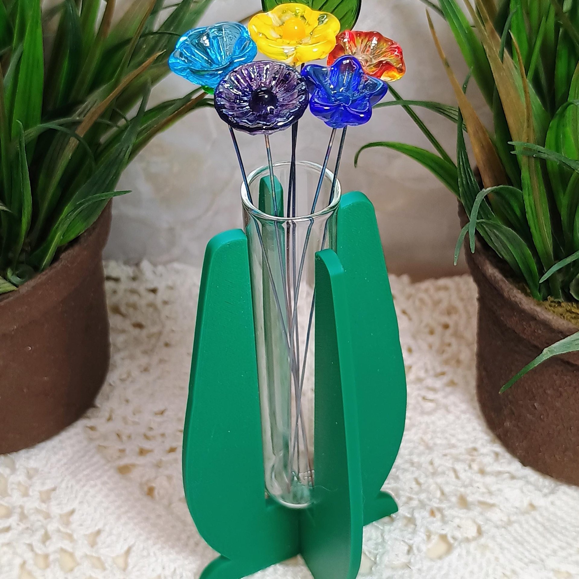Elegant Modern Test Tube Flower Holder, propogation stand, small flower vase, glass water tube, 3D print, minimalist environmental friendly