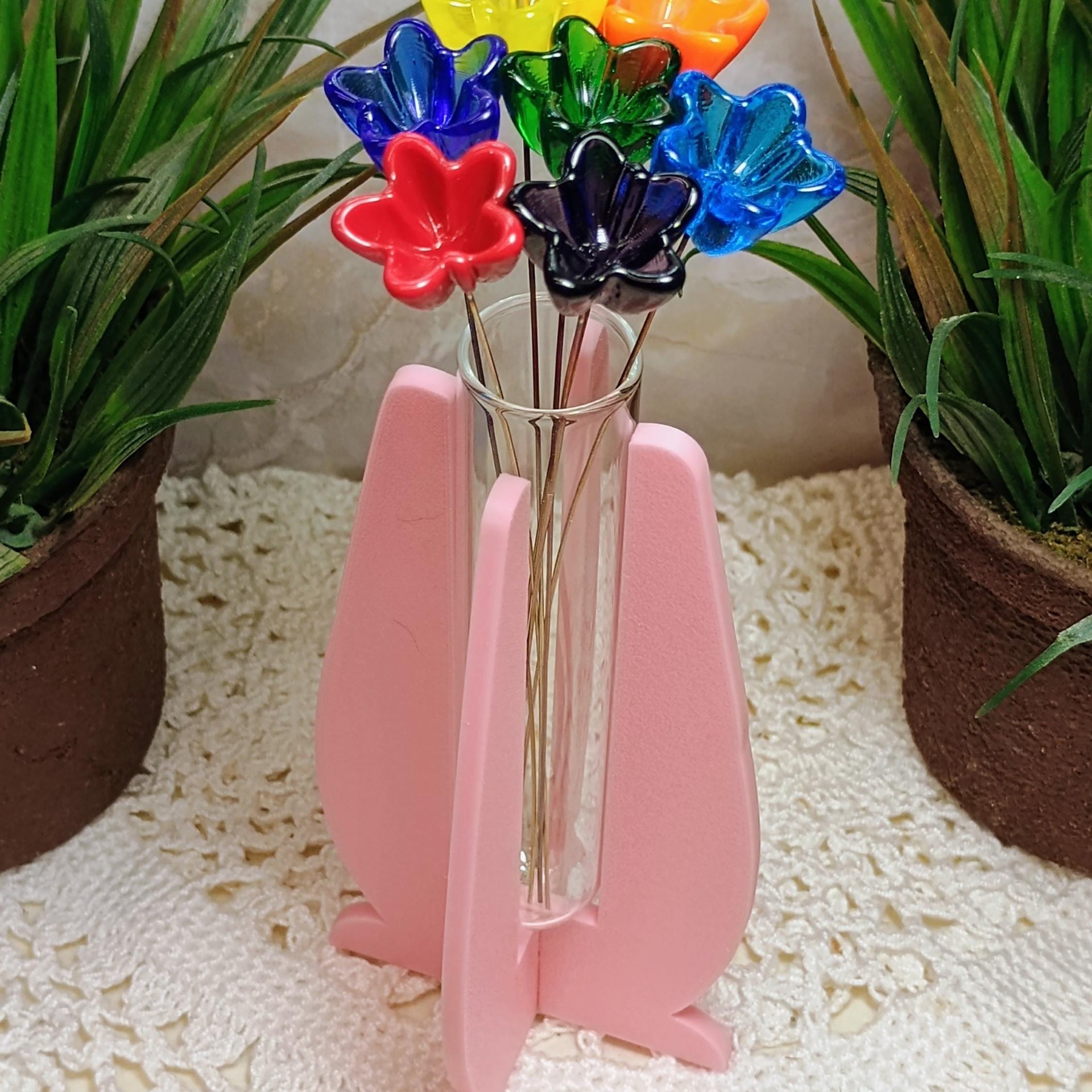 Elegant Modern Test Tube Flower Holder, propogation stand, small flower vase, glass water tube, 3D print, minimalist environmental friendly