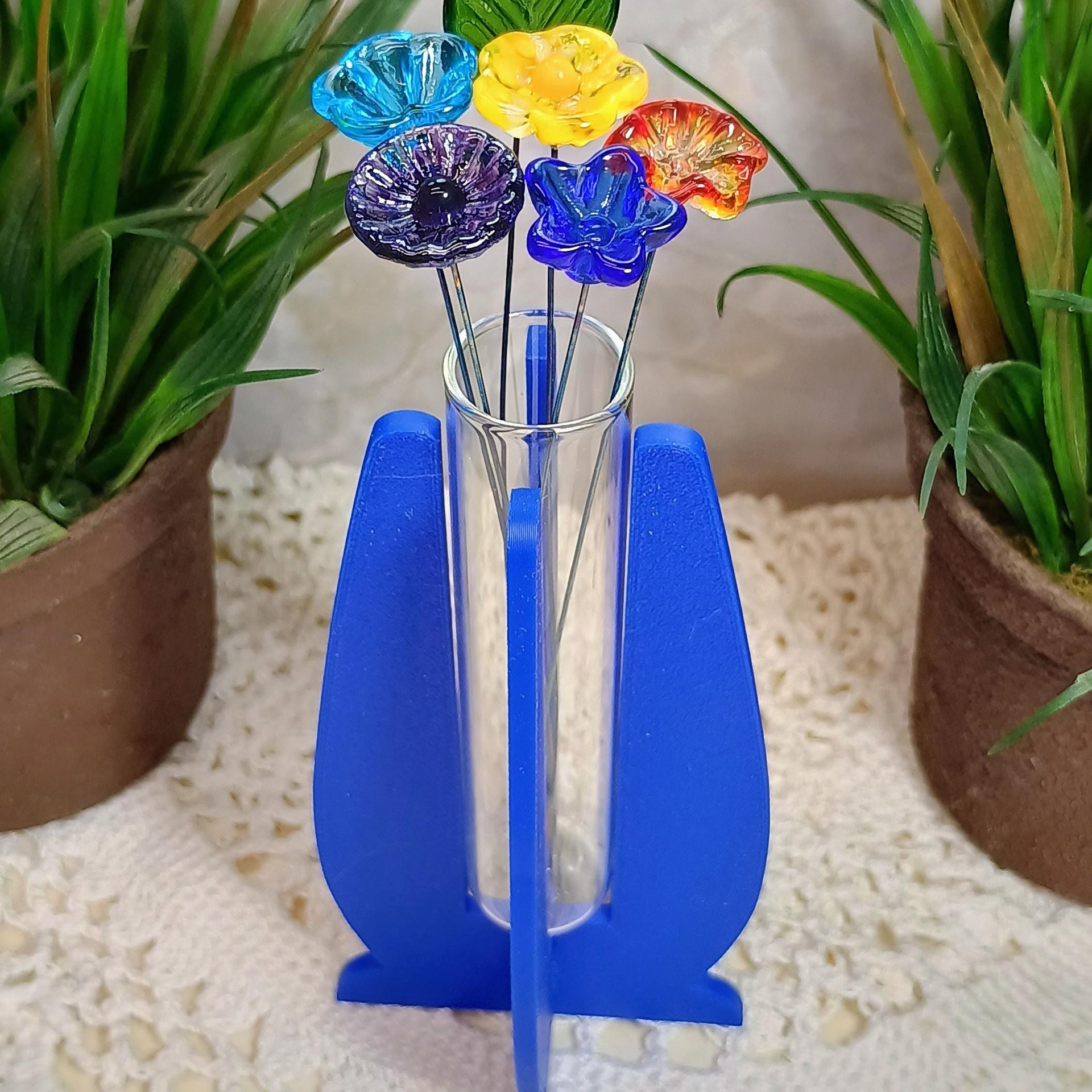 Elegant Modern Test Tube Flower Holder, propogation stand, small flower vase, glass water tube, 3D print, minimalist environmental friendly