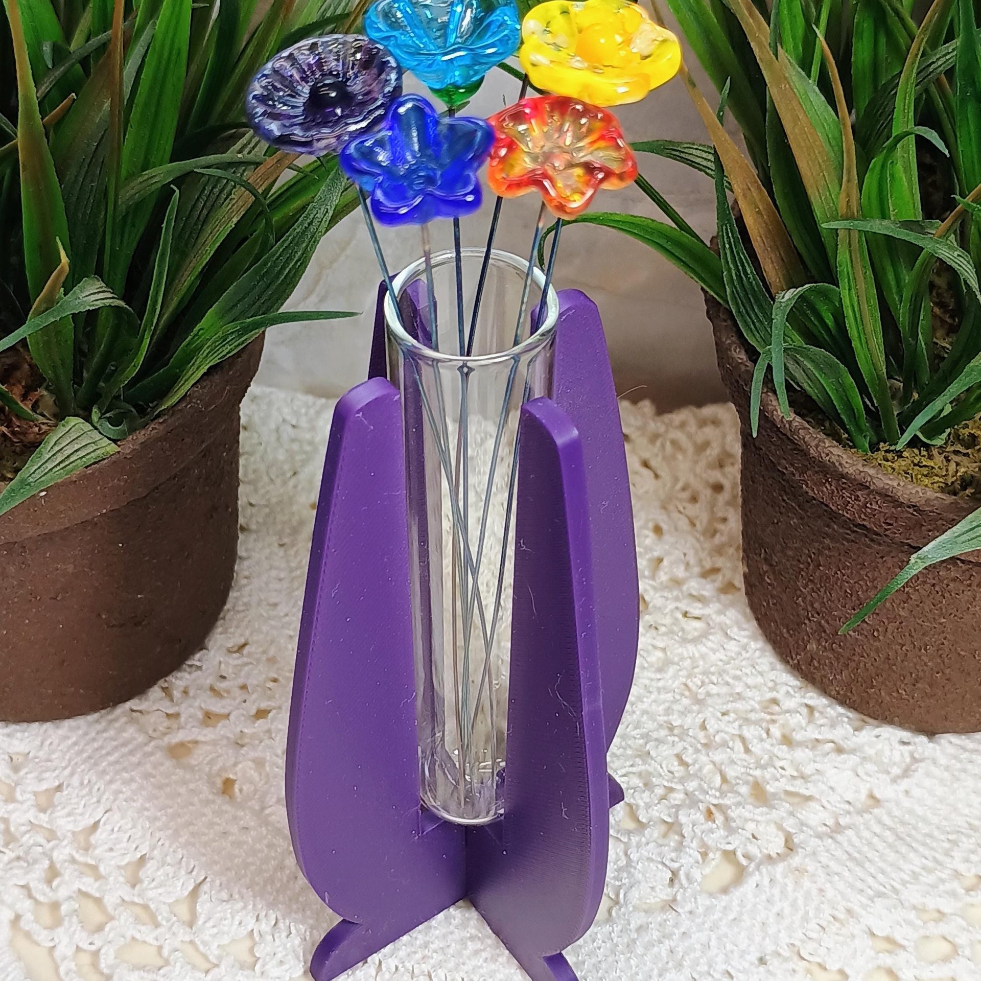 Elegant Modern Test Tube Flower Holder, propogation stand, small flower vase, glass water tube, 3D print, minimalist environmental friendly
