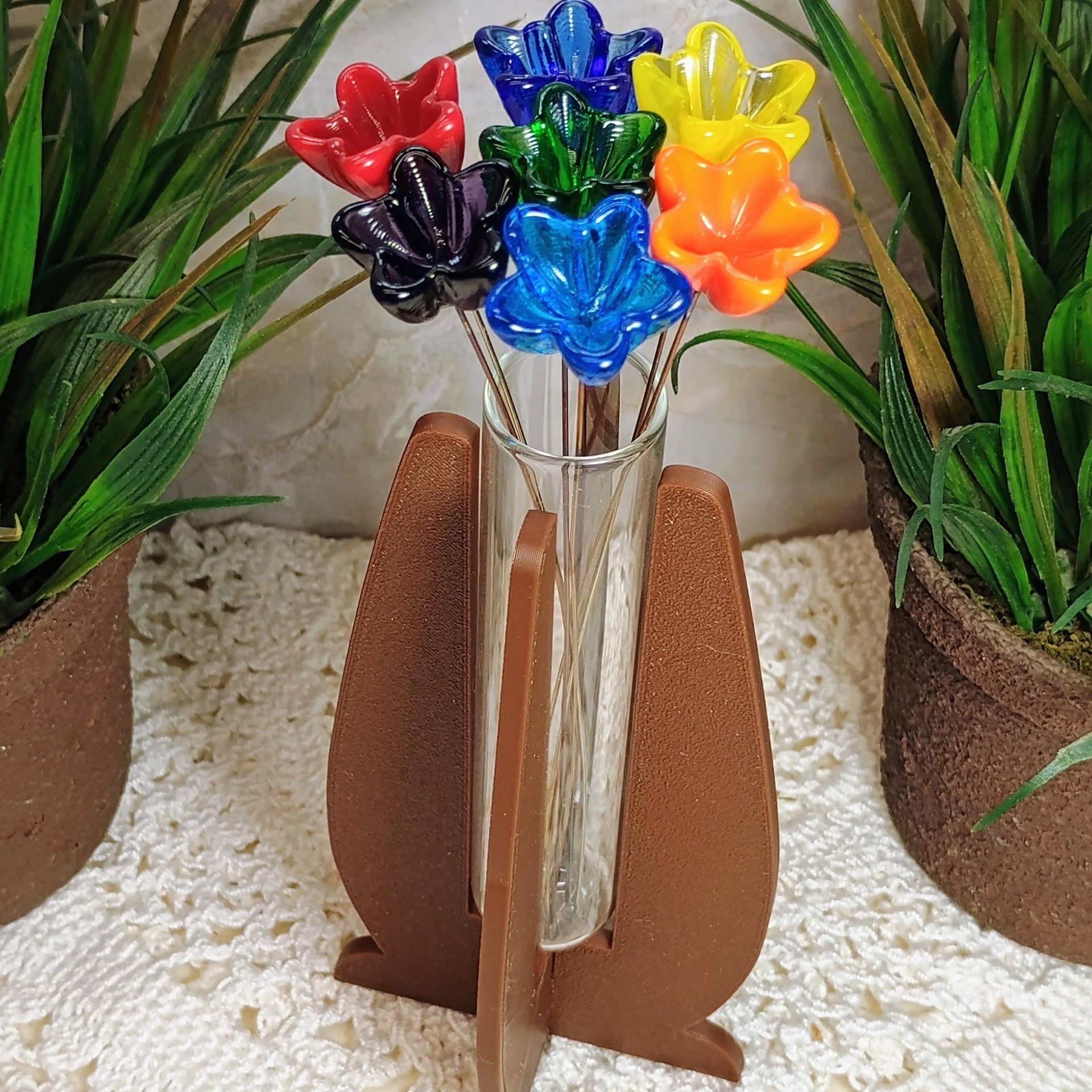 Elegant Modern Test Tube Flower Holder, propogation stand, small flower vase, glass water tube, 3D print, minimalist environmental friendly