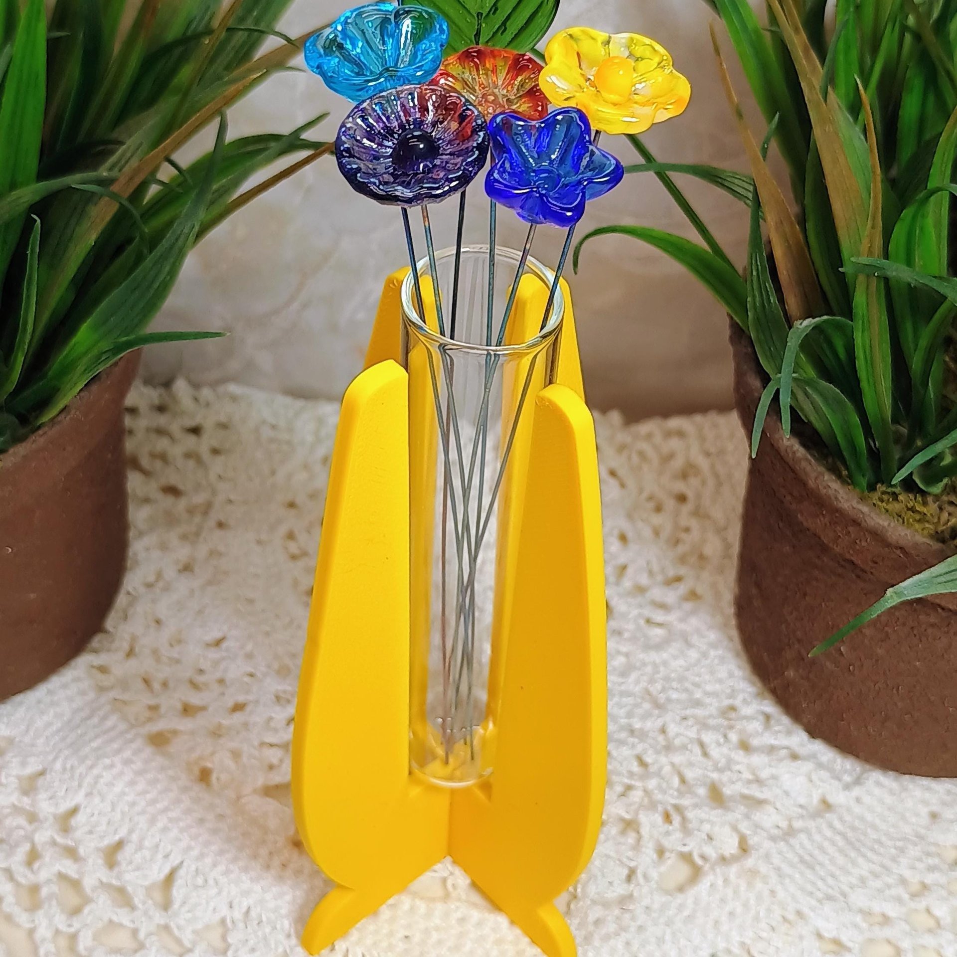 Elegant Modern Test Tube Flower Holder, propogation stand, small flower vase, glass water tube, 3D print, minimalist environmental friendly