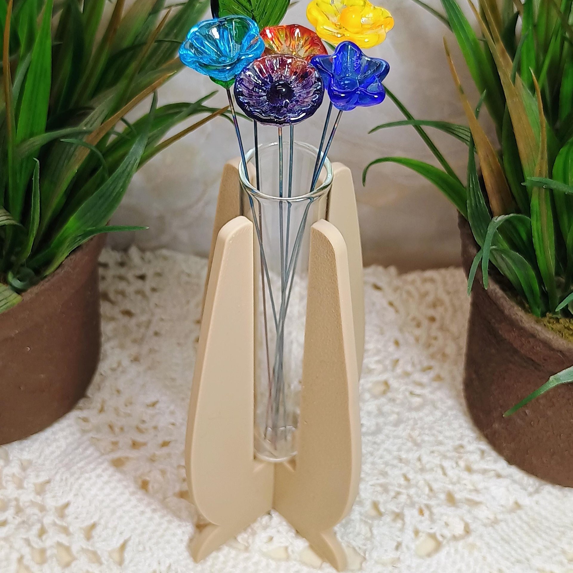 Elegant Modern Test Tube Flower Holder, propogation stand, small flower vase, glass water tube, 3D print, minimalist environmental friendly
