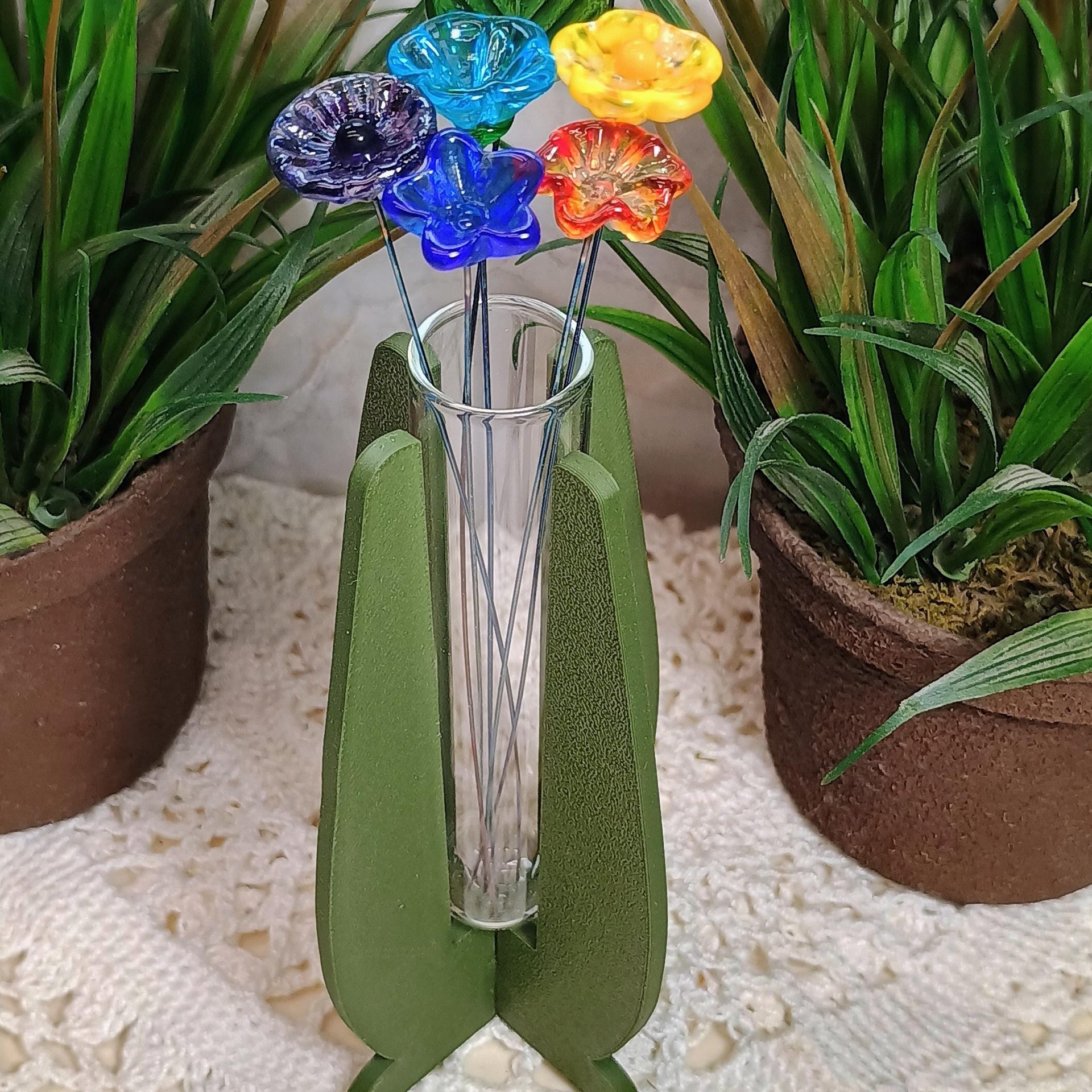 Elegant Modern Test Tube Flower Holder, propogation stand, small flower vase, glass water tube, 3D print, minimalist environmental friendly