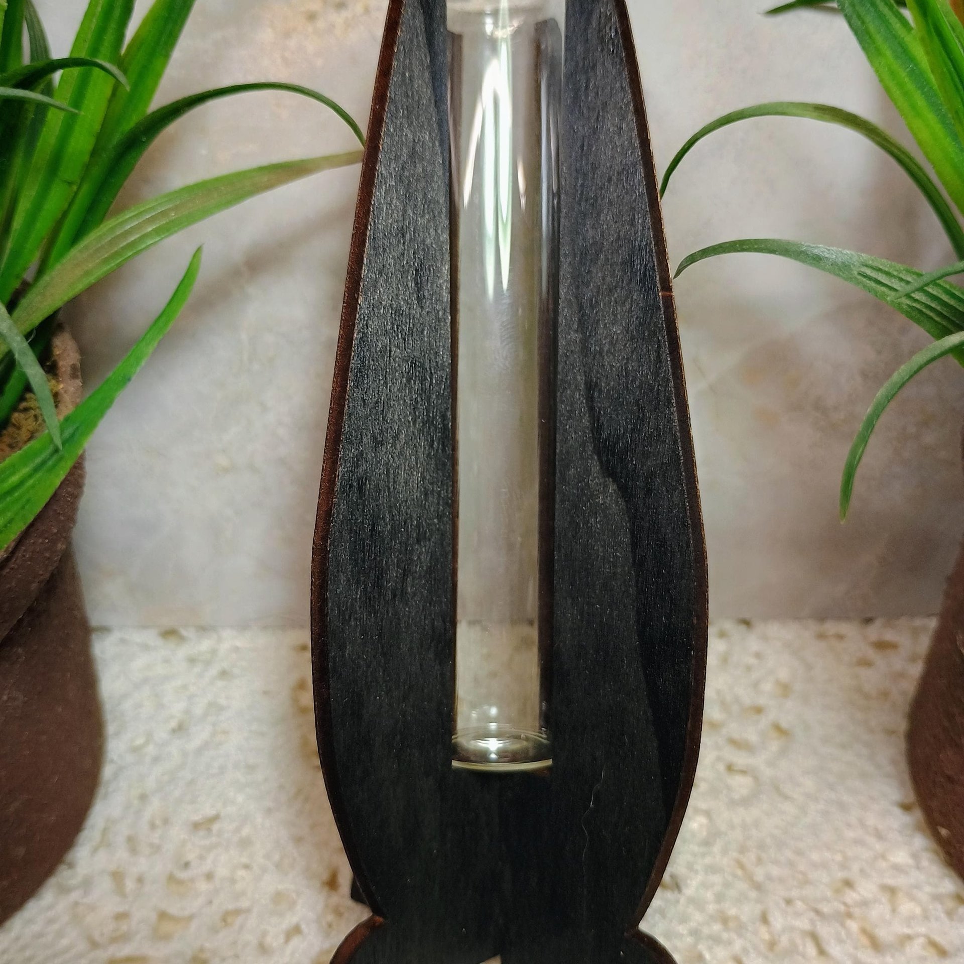 Wooden Elegant Modern Water Test Tube Flower Holder, propagation stand, small flower vase, glass water tube, minimalist wood