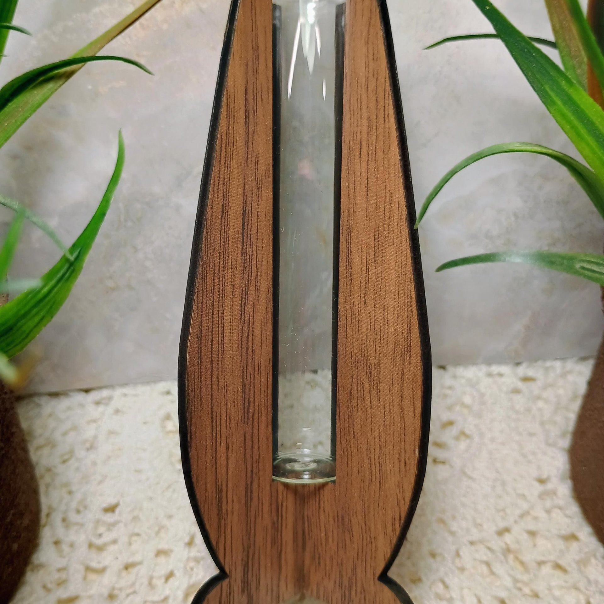 Wooden Elegant Modern Water Test Tube Flower Holder, propagation stand, small flower vase, glass water tube, minimalist wood