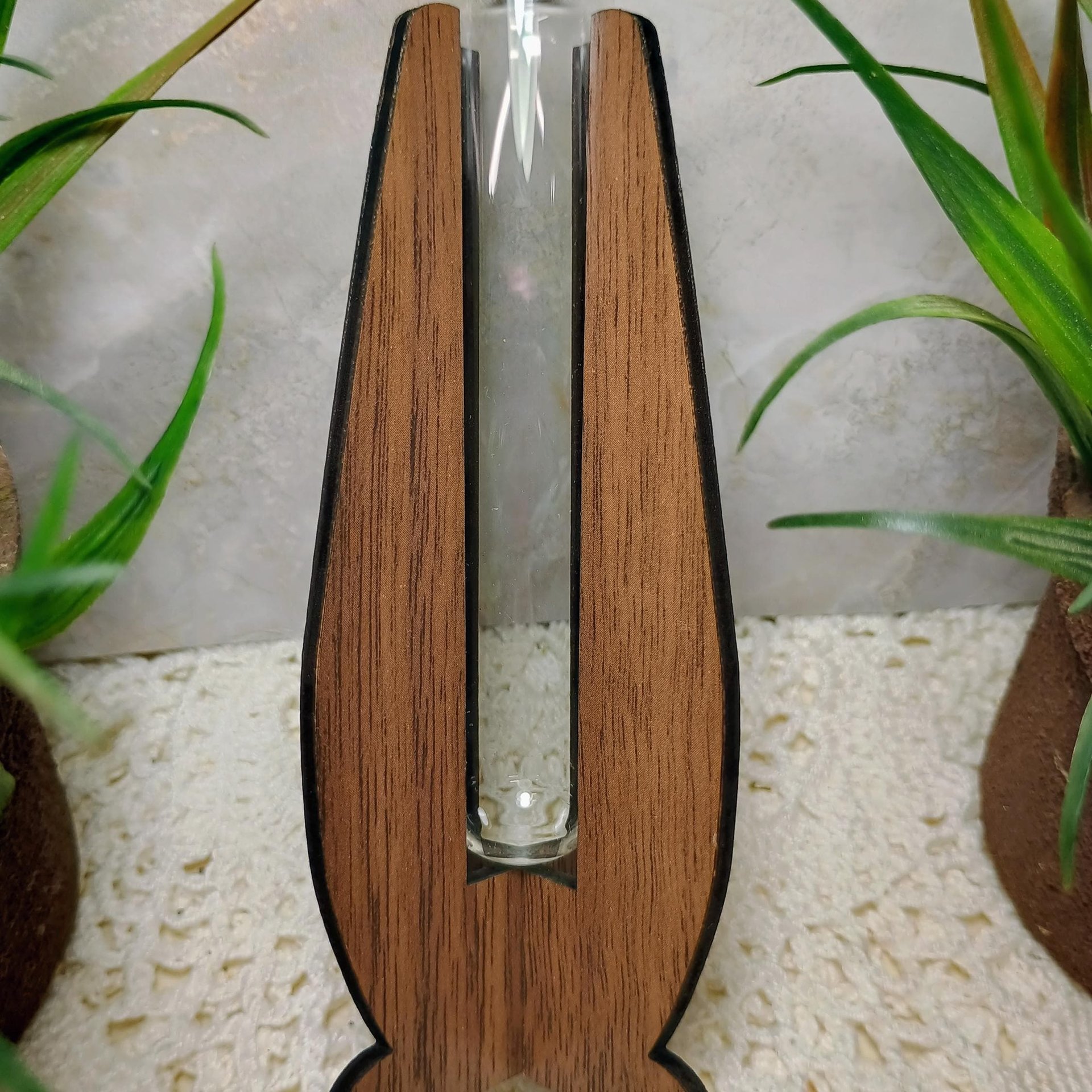 Wooden Elegant Modern Water Test Tube Flower Holder, propagation stand, small flower vase, glass water tube, minimalist wood