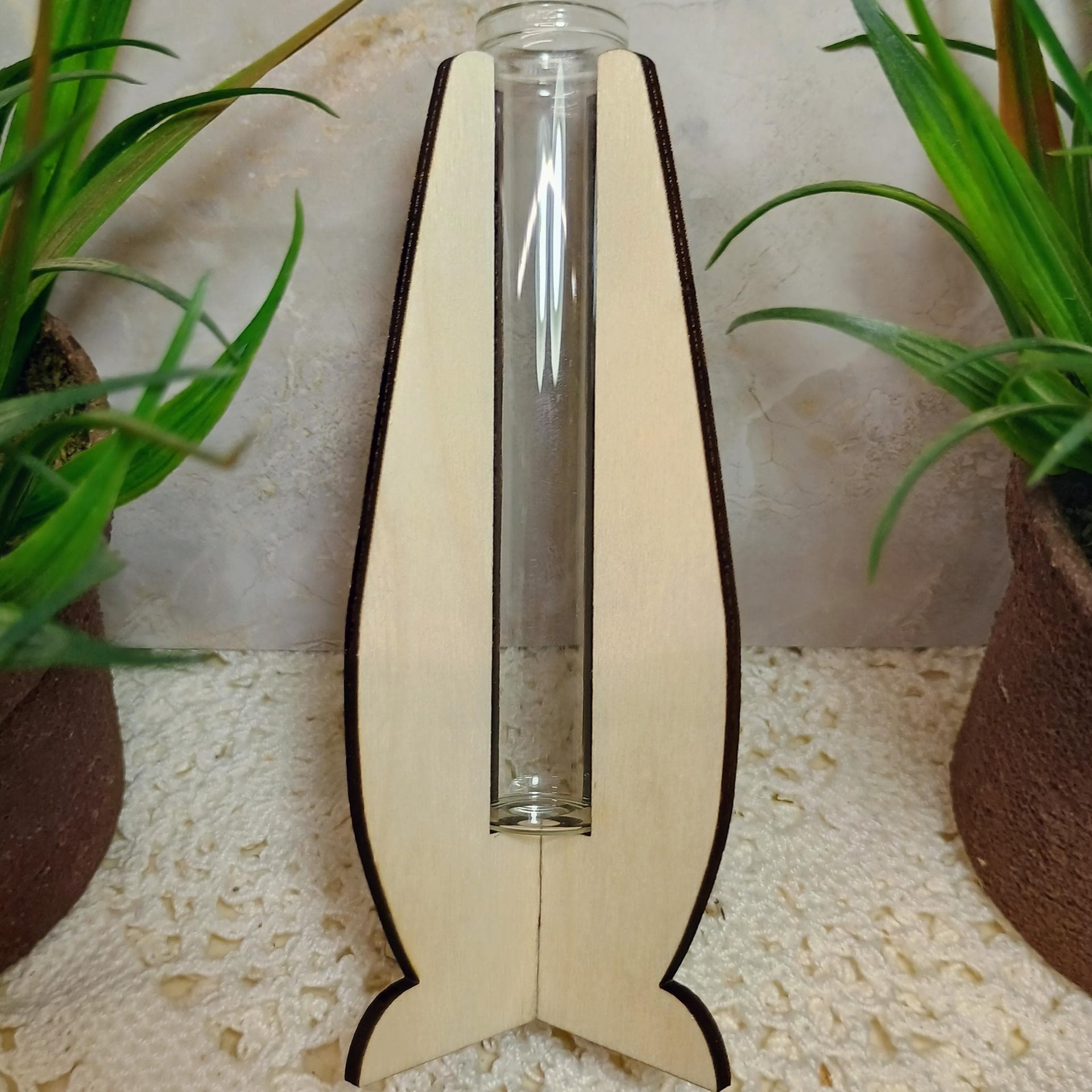 Wooden Elegant Modern Water Test Tube Flower Holder, propagation stand, small flower vase, glass water tube, minimalist wood