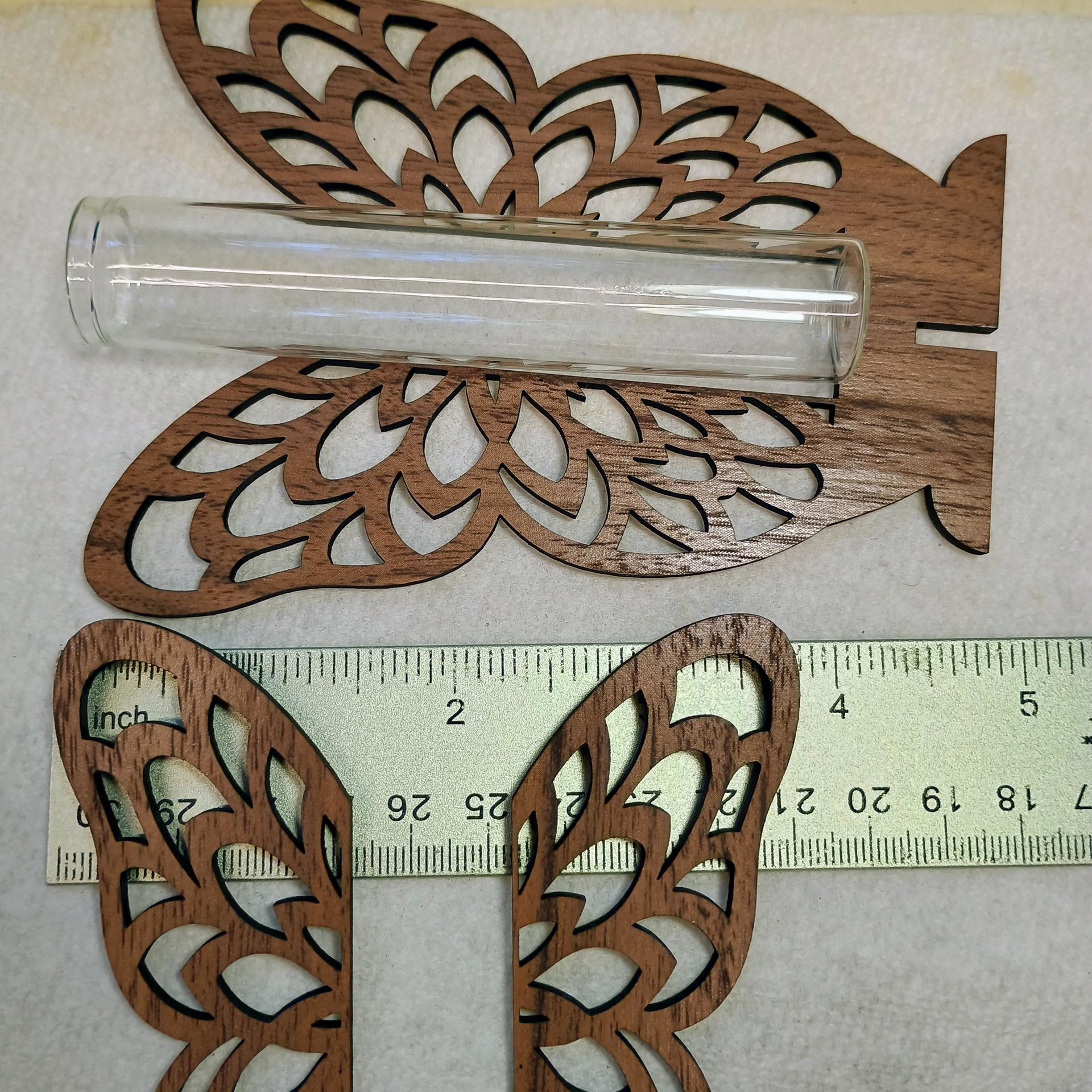 Wooden Butterfly Wings Test Tube Flower Holder, propagation stand, small flower vase, glass water tube, gift for garden and plant lover