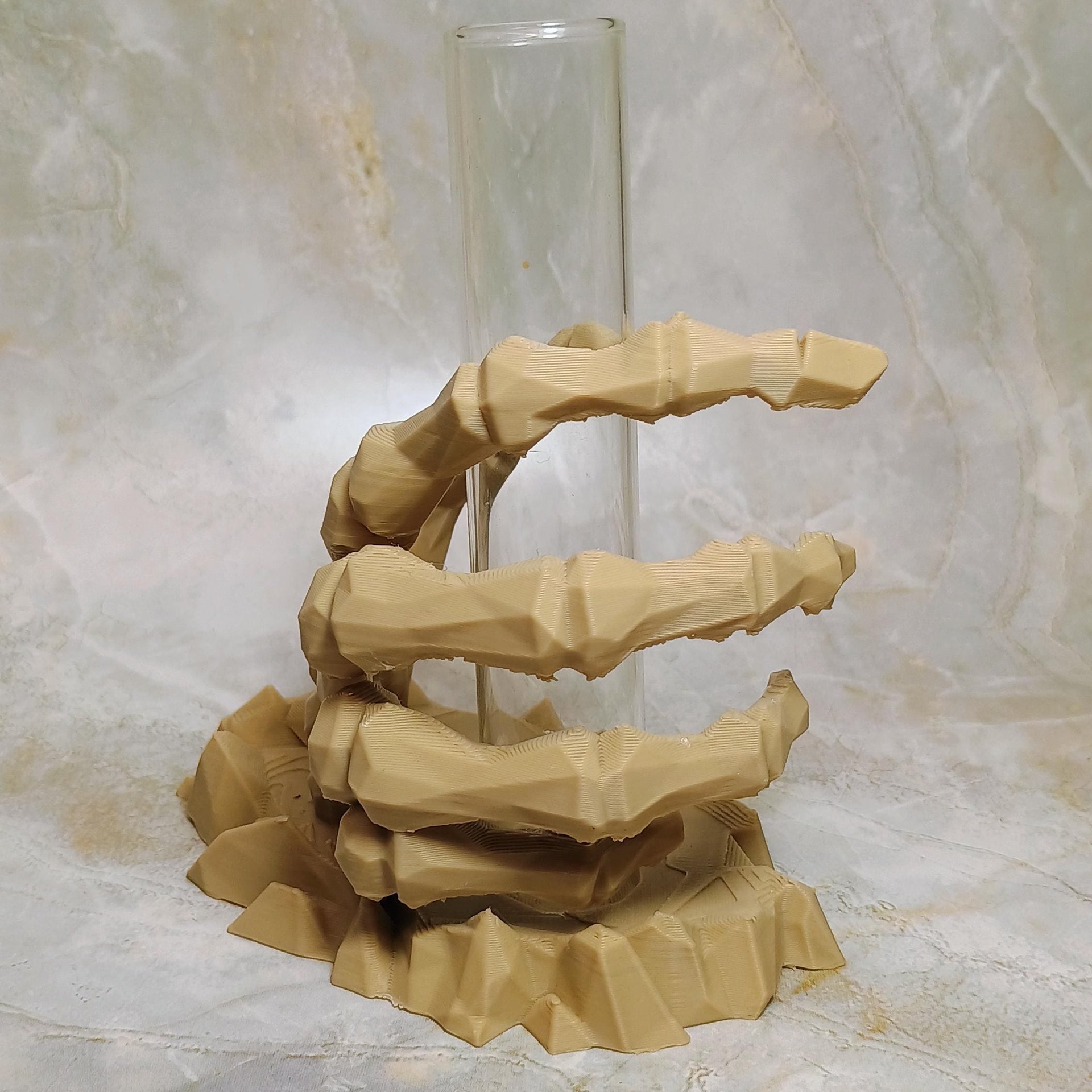 Skeleton hand glass tube holder or small bud vase, Halloween glass test tube flower holder, propagation stand, Gothic drink holder