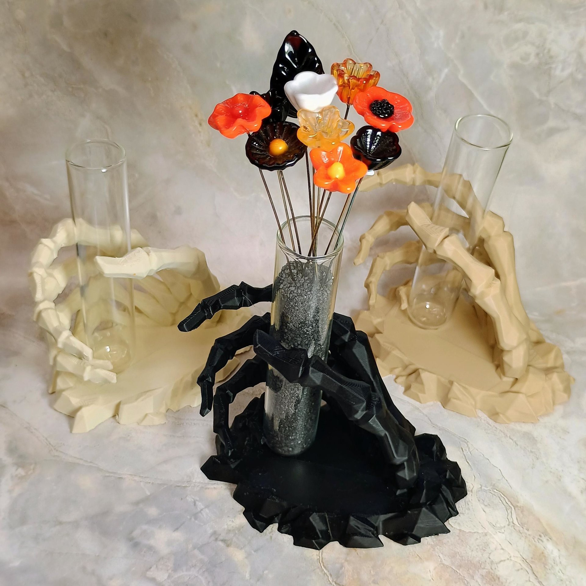 Skeleton hand glass tube holder or small bud vase, Halloween glass test tube flower holder, propagation stand, Gothic drink holder