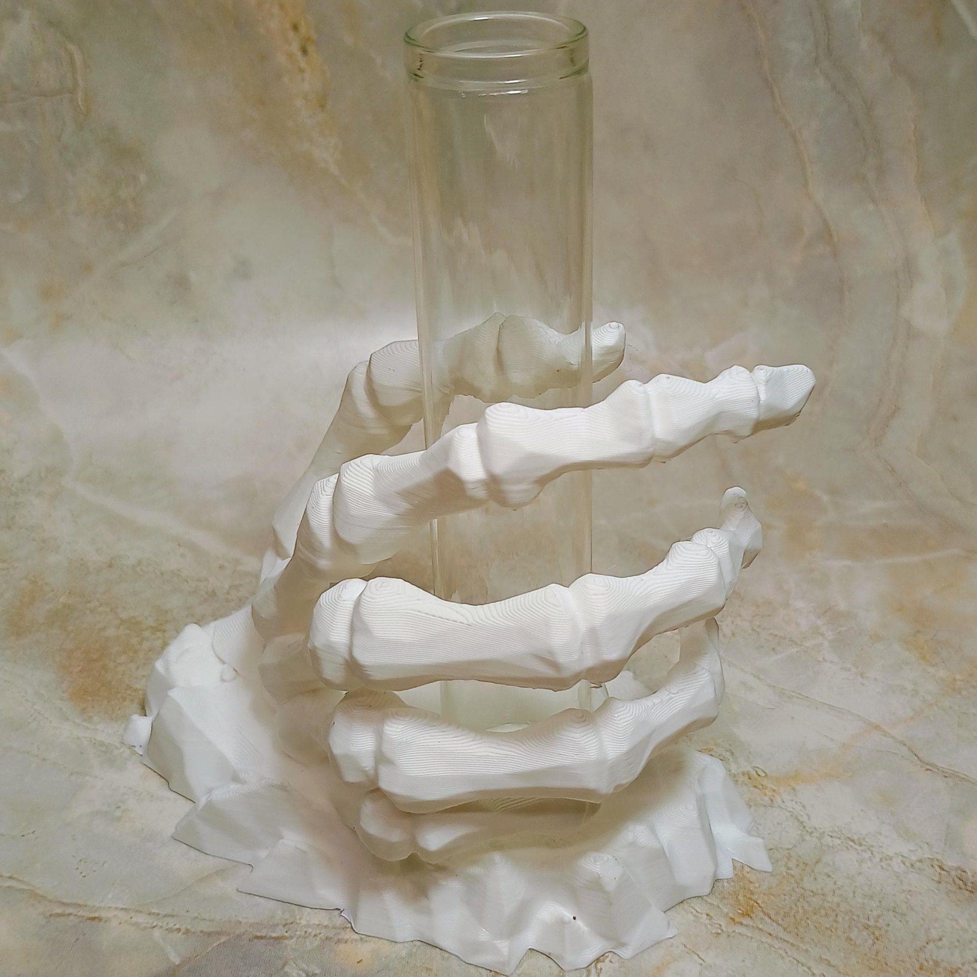 Skeleton hand glass tube holder or small bud vase, Halloween glass test tube flower holder, propagation stand, Gothic drink holder